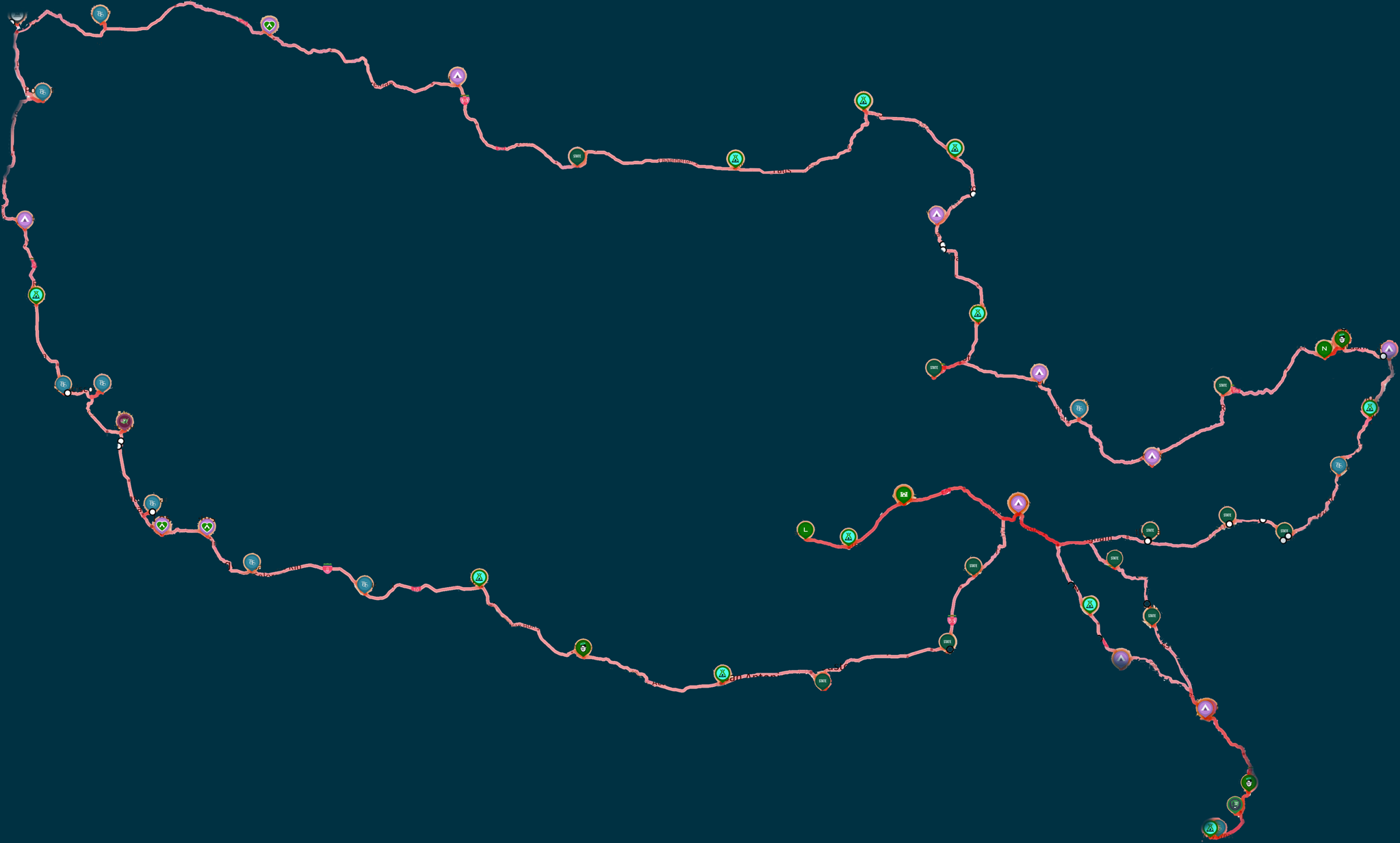Route map without background