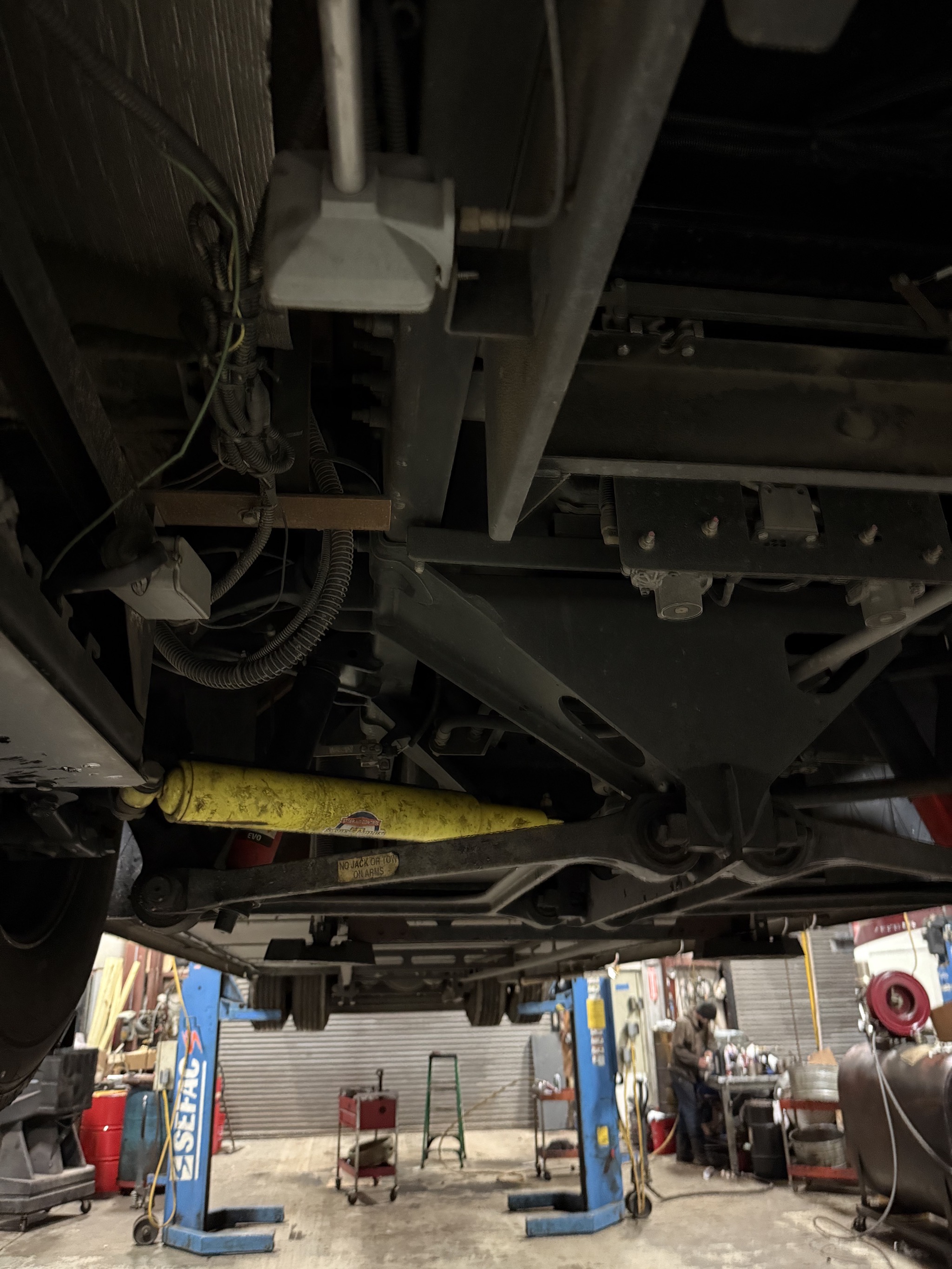 From in front of front wheels