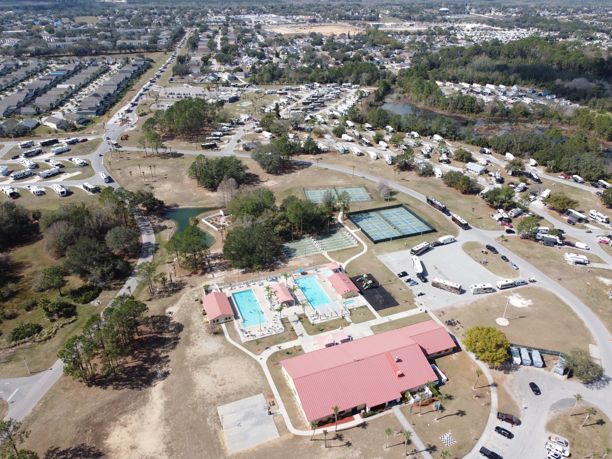 Aerial view of campground