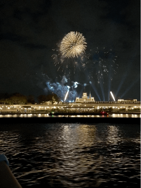 Fireworks from ferry boat