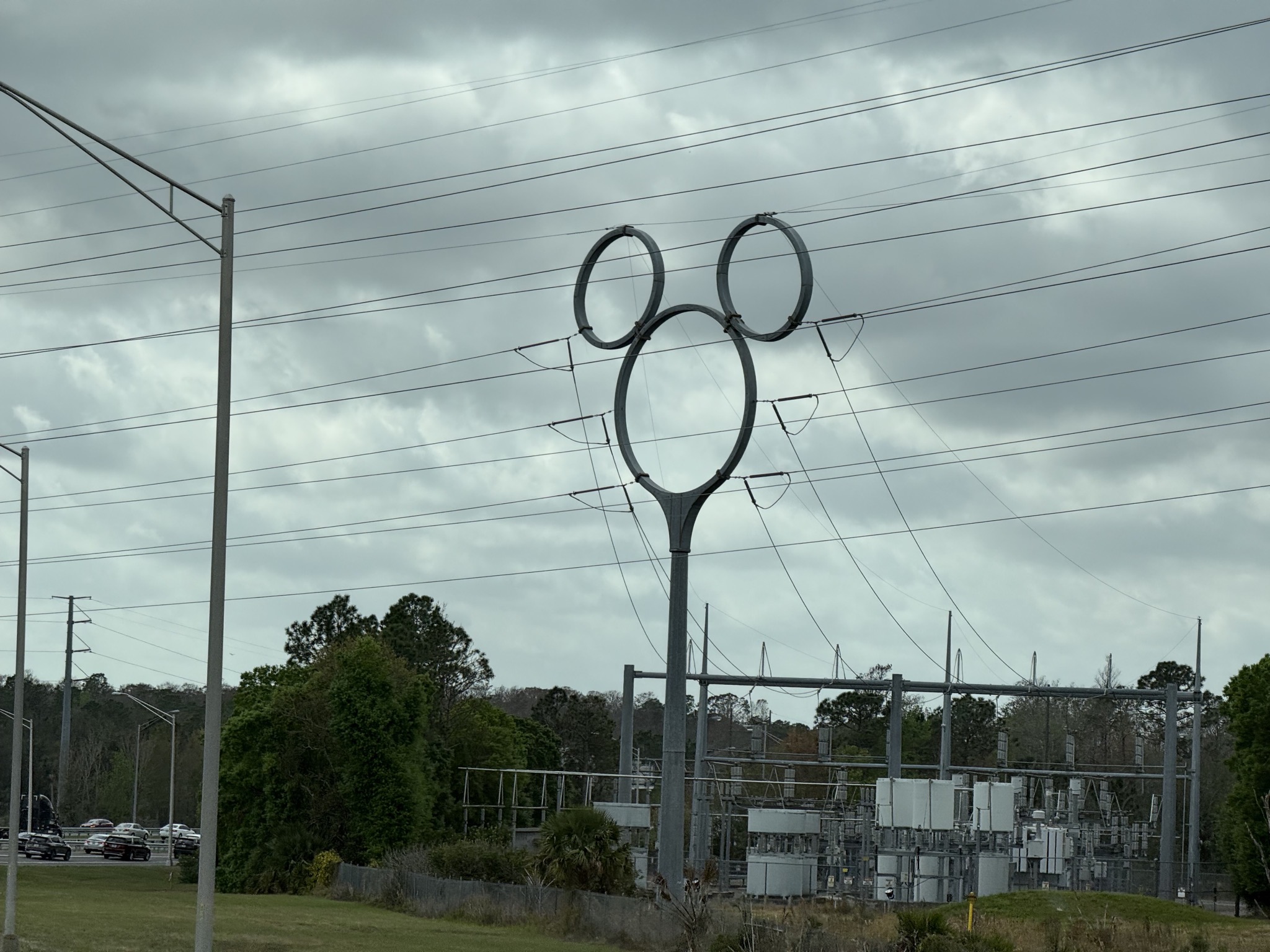 Disney-shaped power pylon