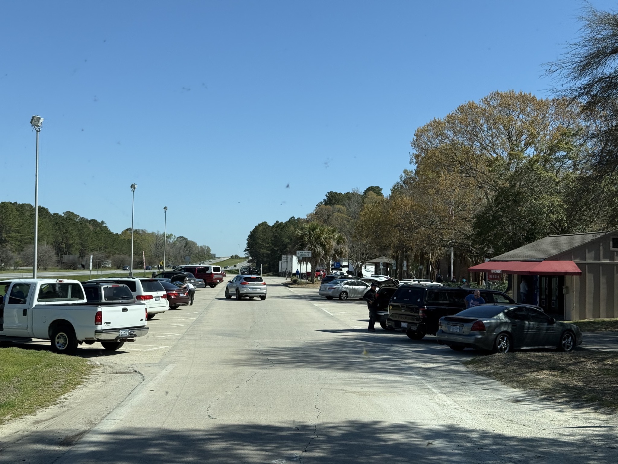 Rest area, unusual in that truck parking is through the car parking