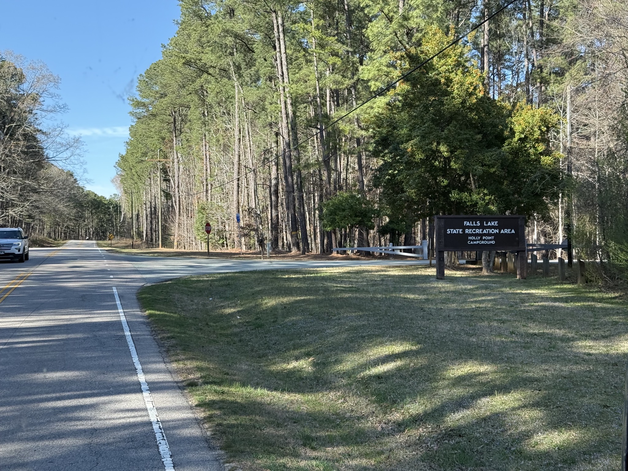 Arriving at Holly Point Campground in Falls Lake State Recreation Area