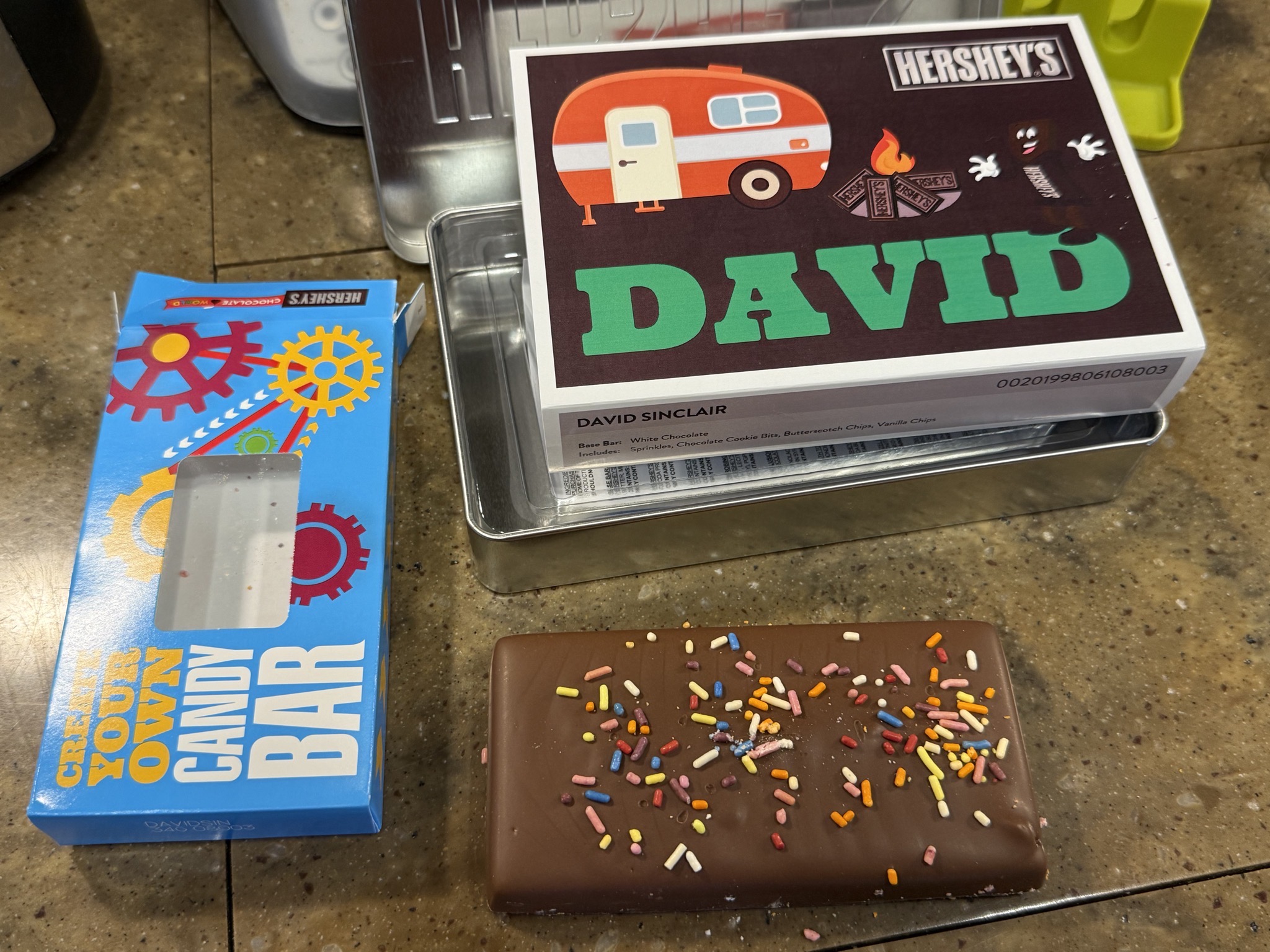 David's custom candy bar