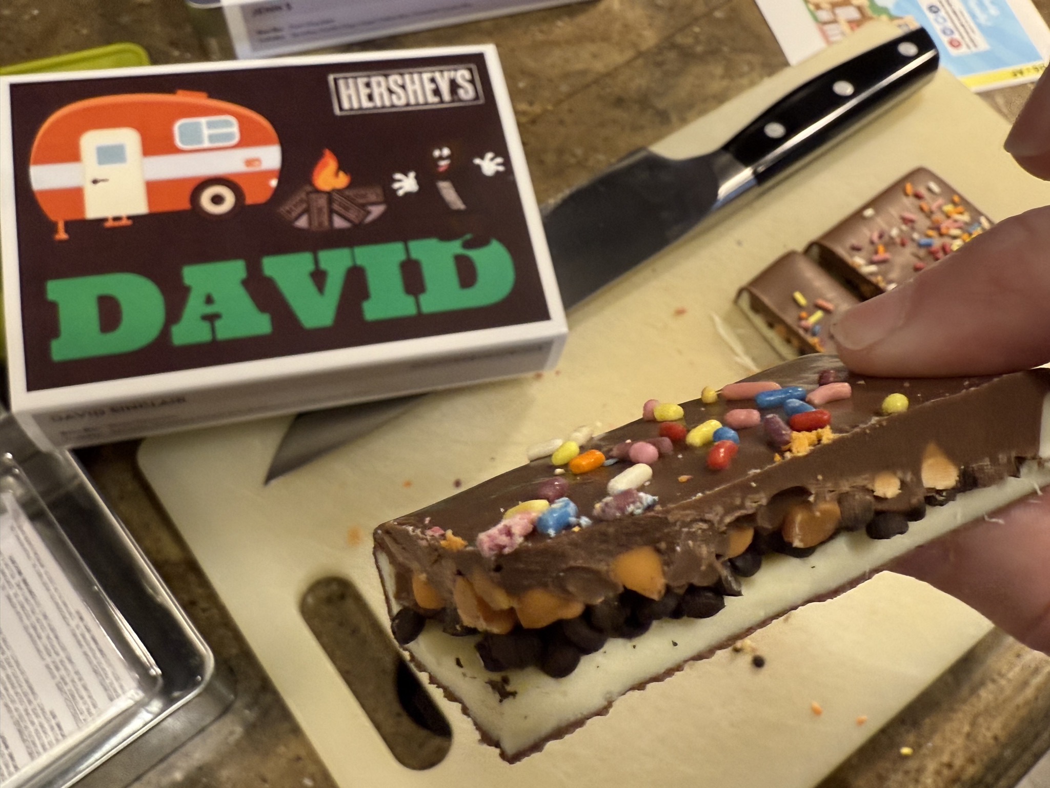 David's custom candy bar