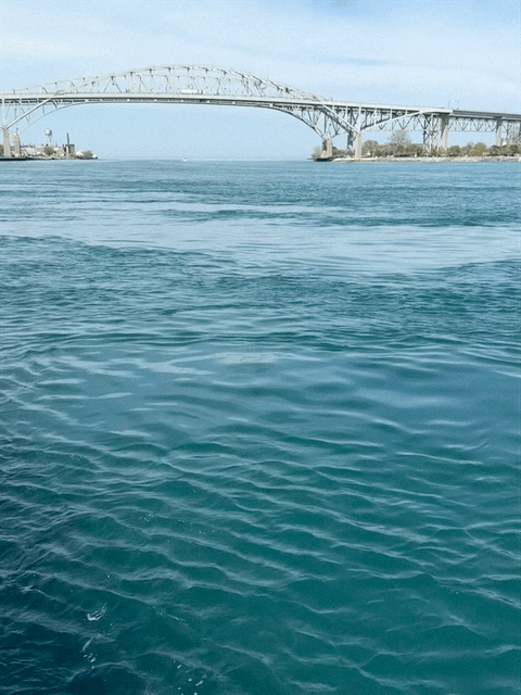 St Clair River and Blue Water Bridge