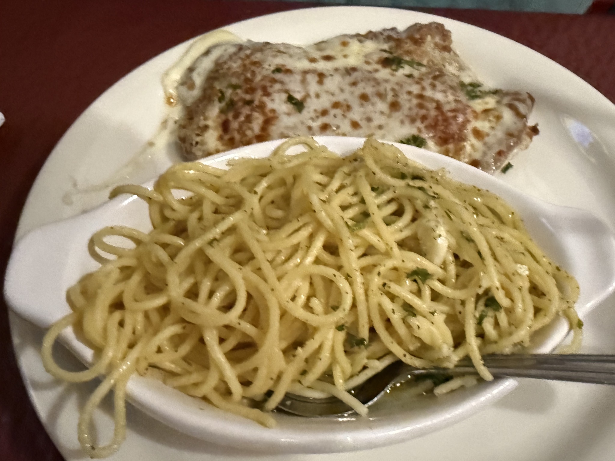 Veal parmigana & noodles