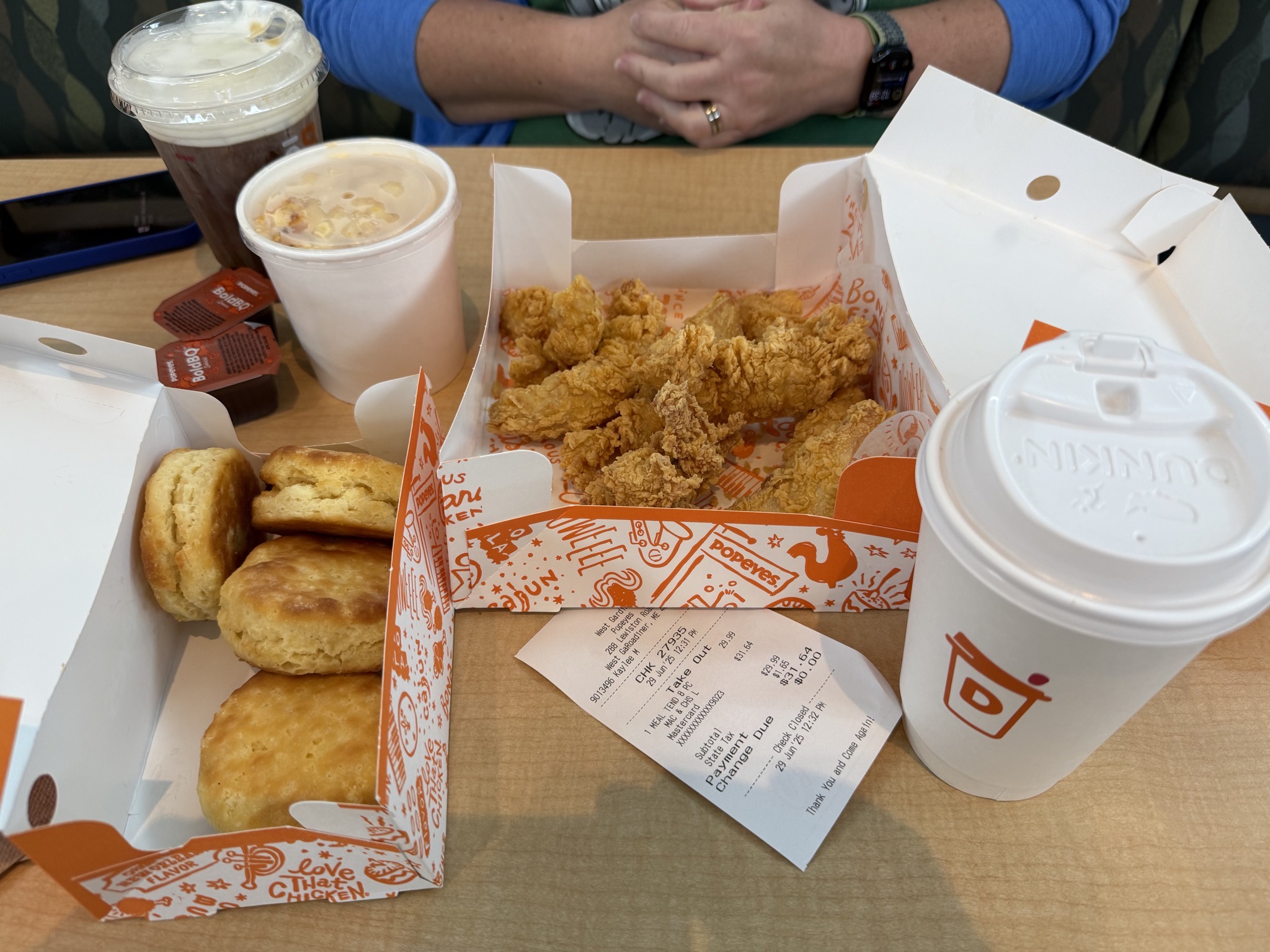 Popeyes and Dunkin for lunch