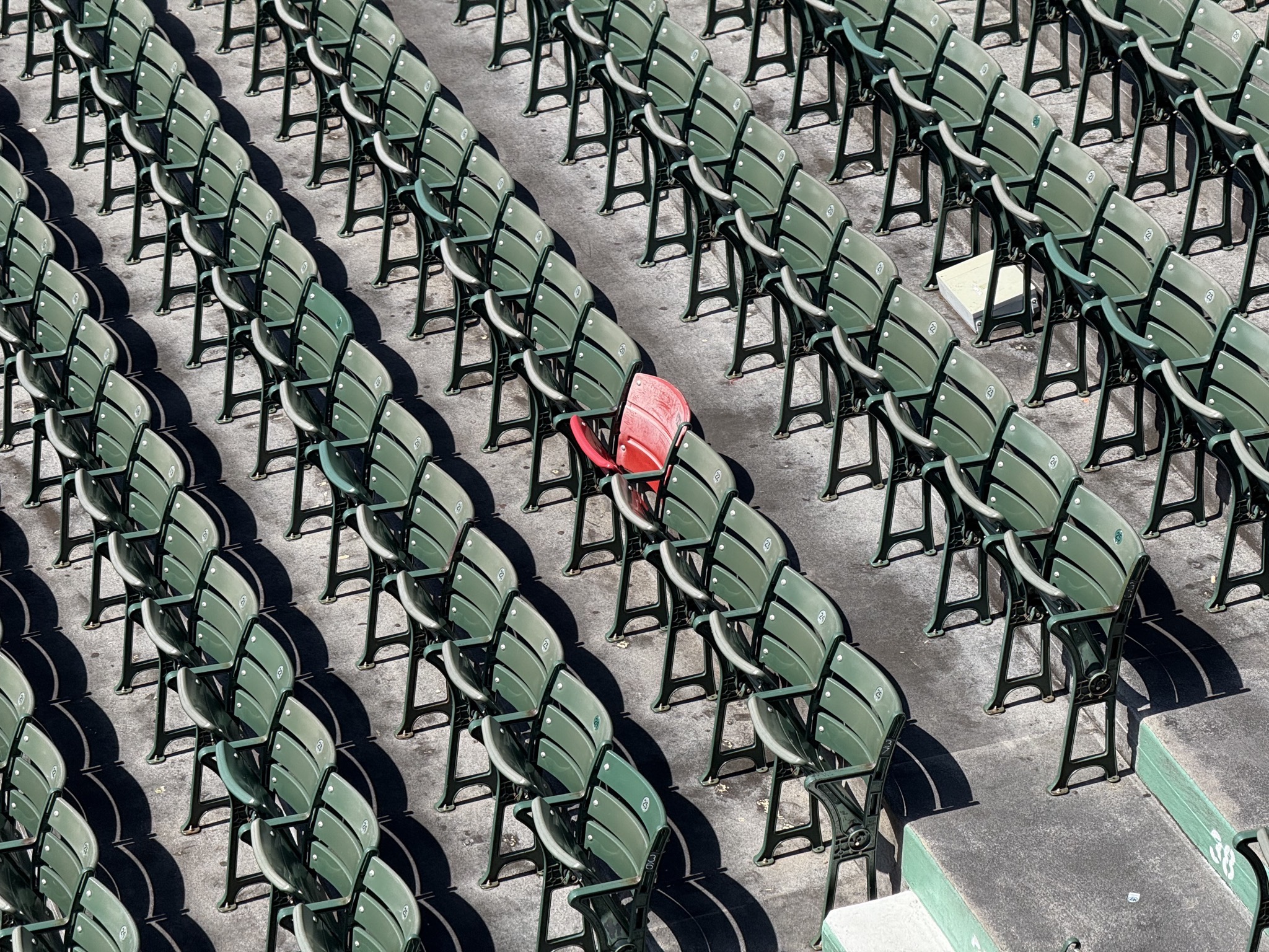 The lone red seat