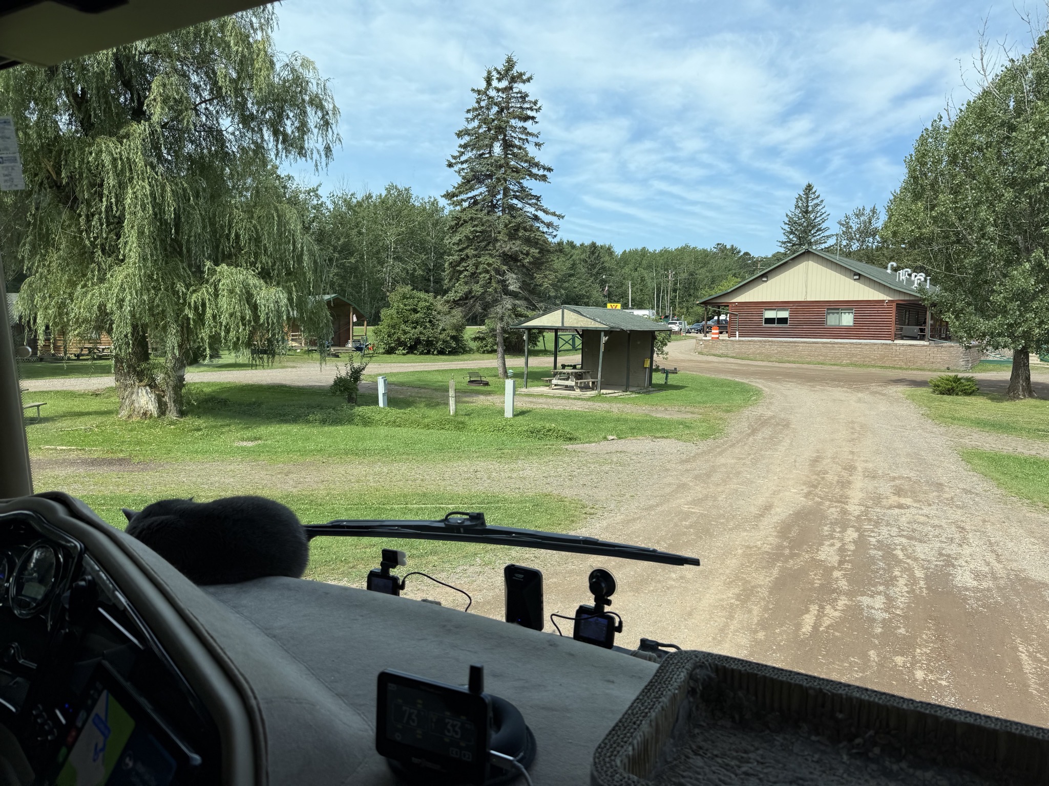 Paladin on the dash while leaving the campground