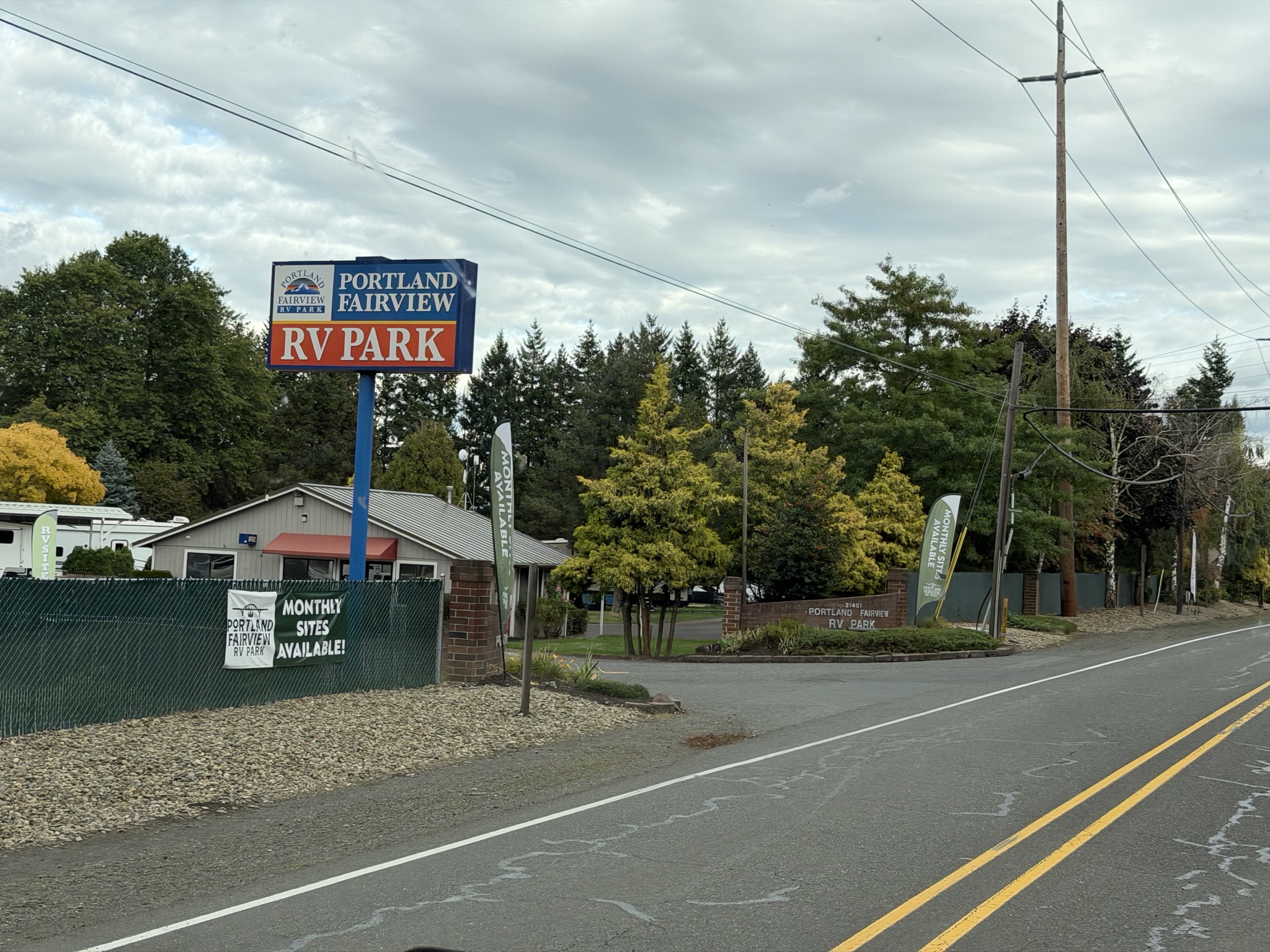 Arriving at Portland Fairview RV Park