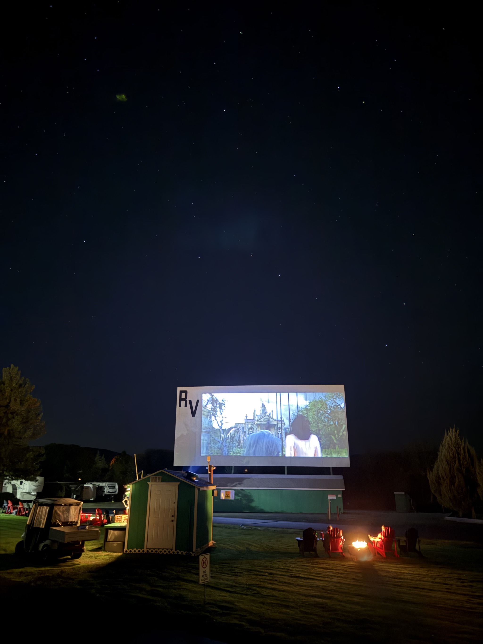 Movie screen, viewed from our site