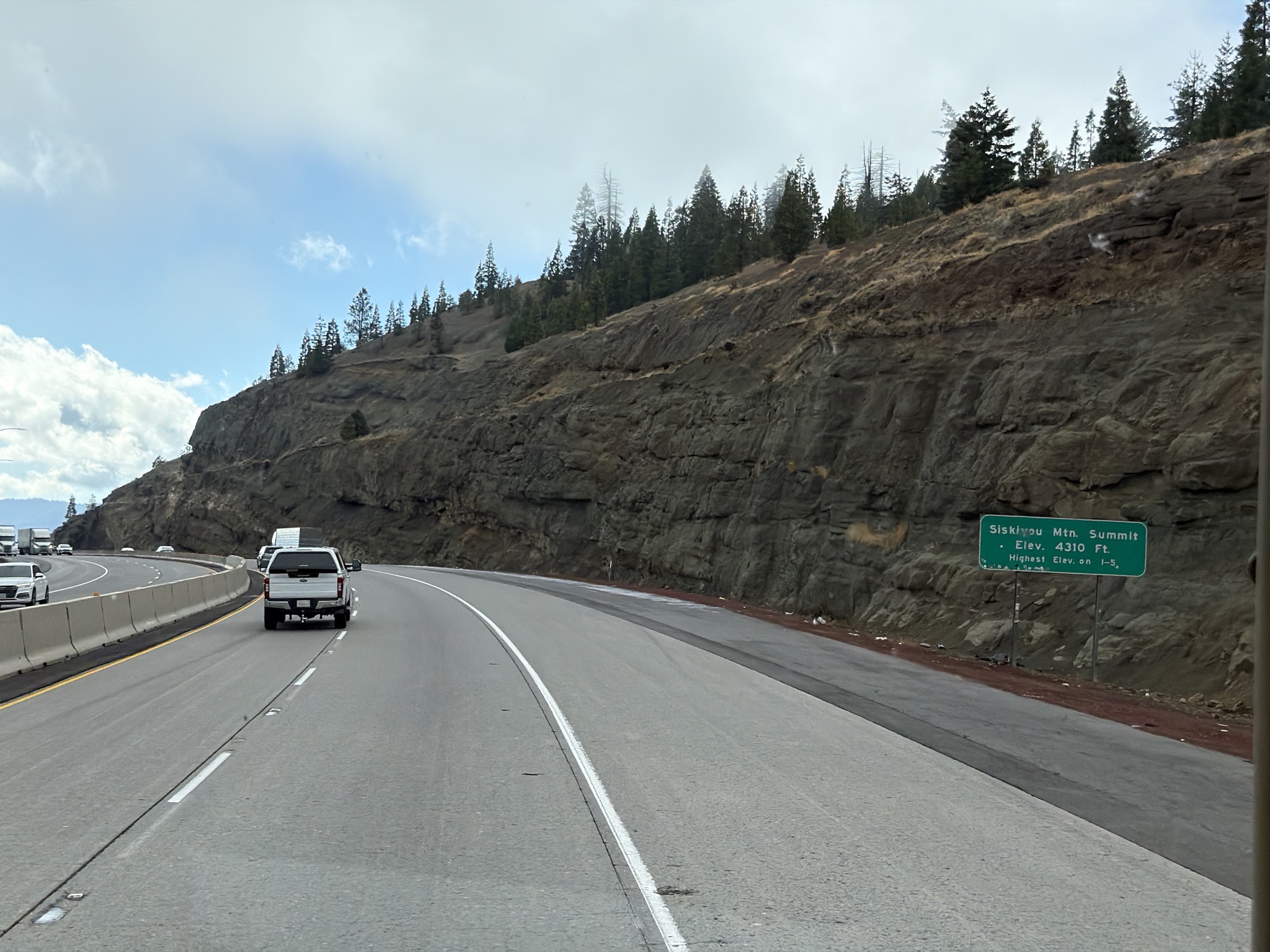 Siskiyou Mountain Summit, elevation 4310 feet, highest elevation on I-5