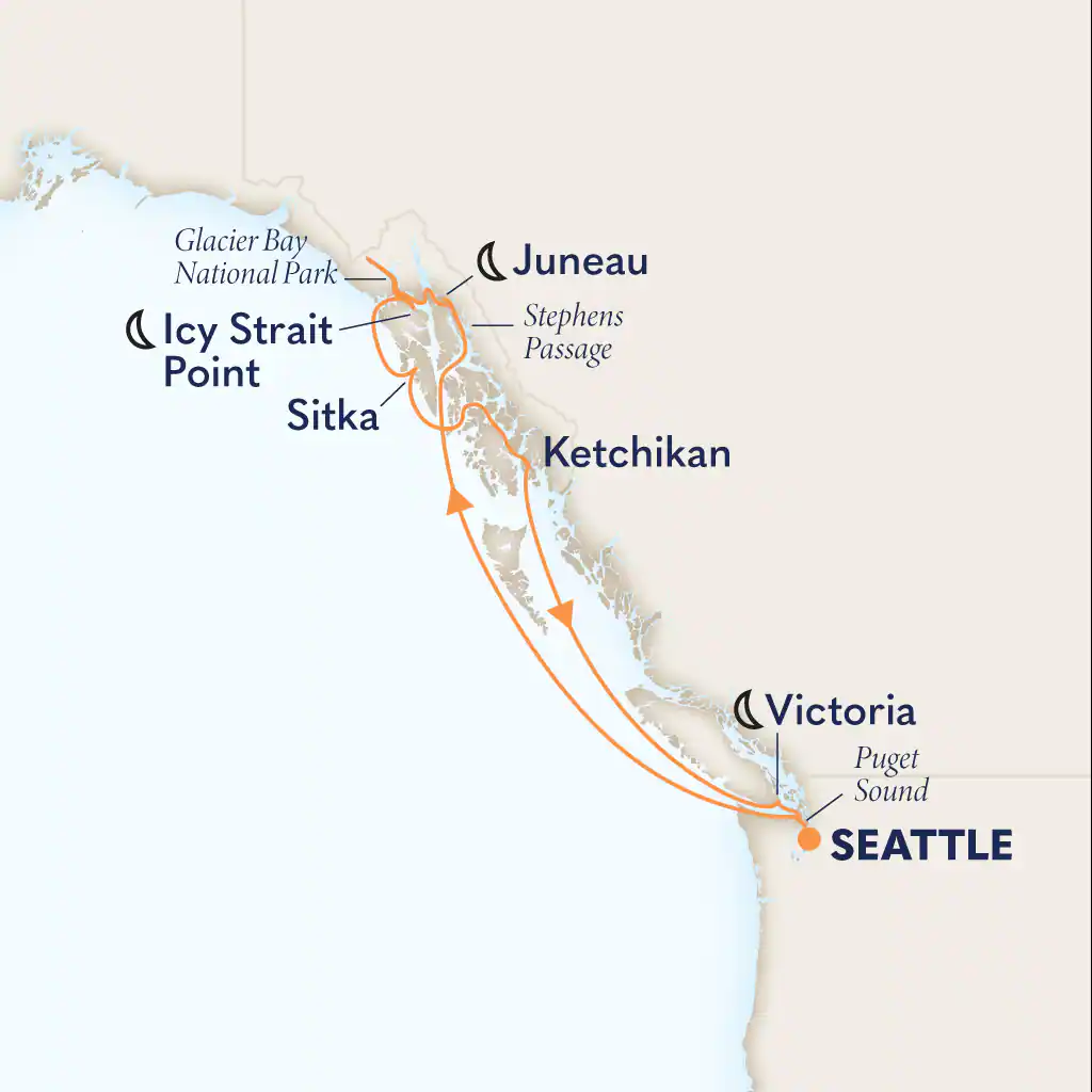 Alaska cruise route