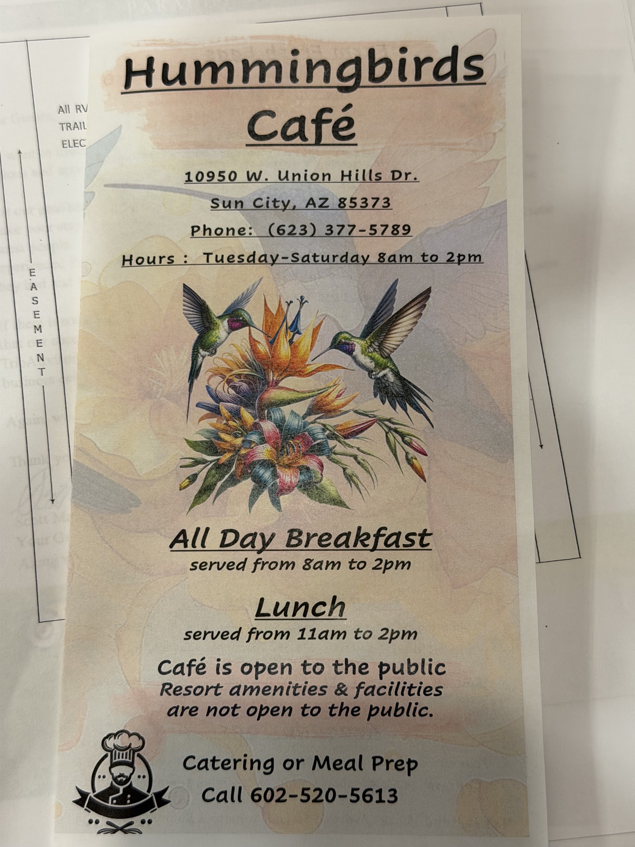 Cafe menu