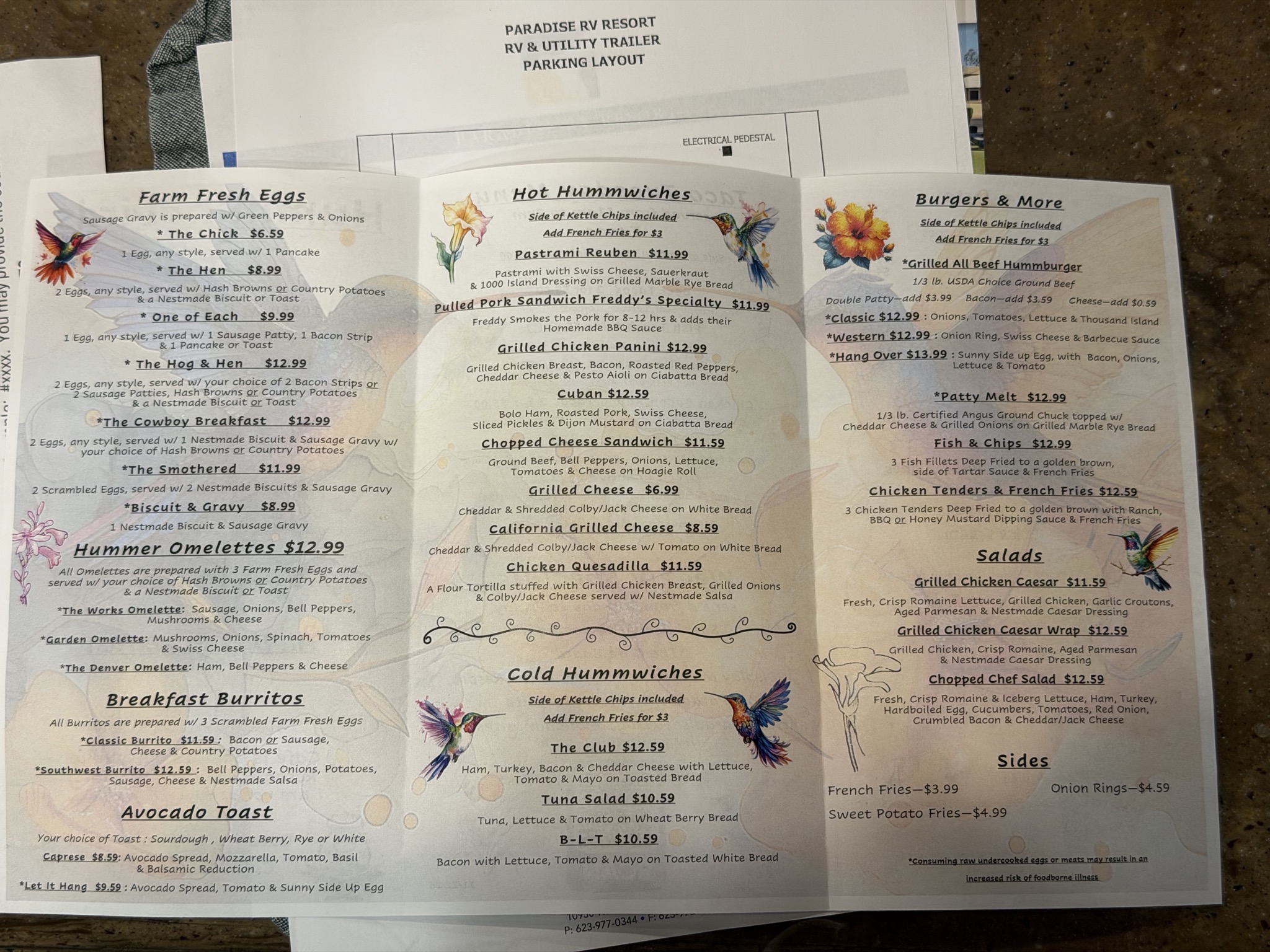 Cafe menu