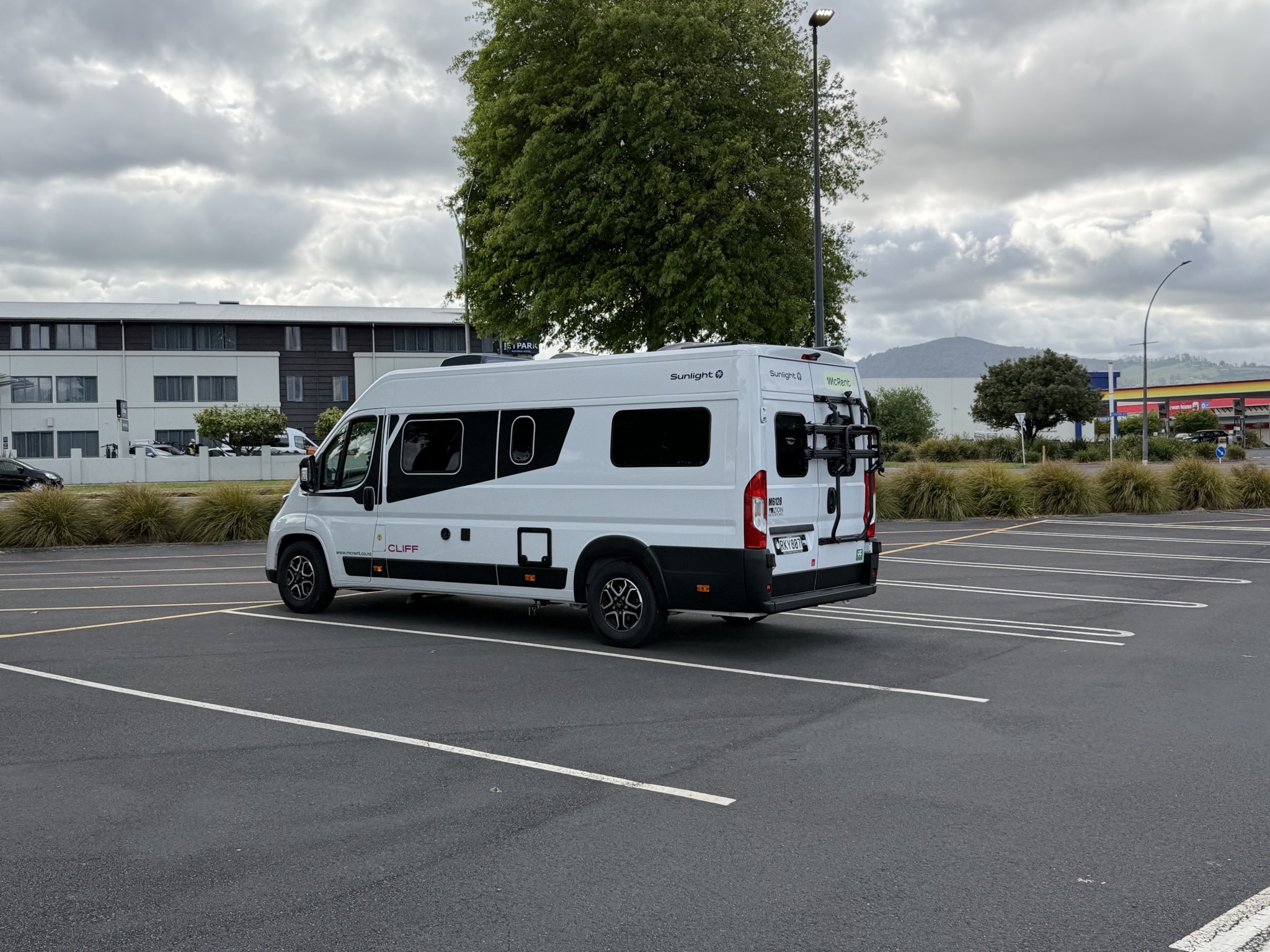 Camper parking at grocery store