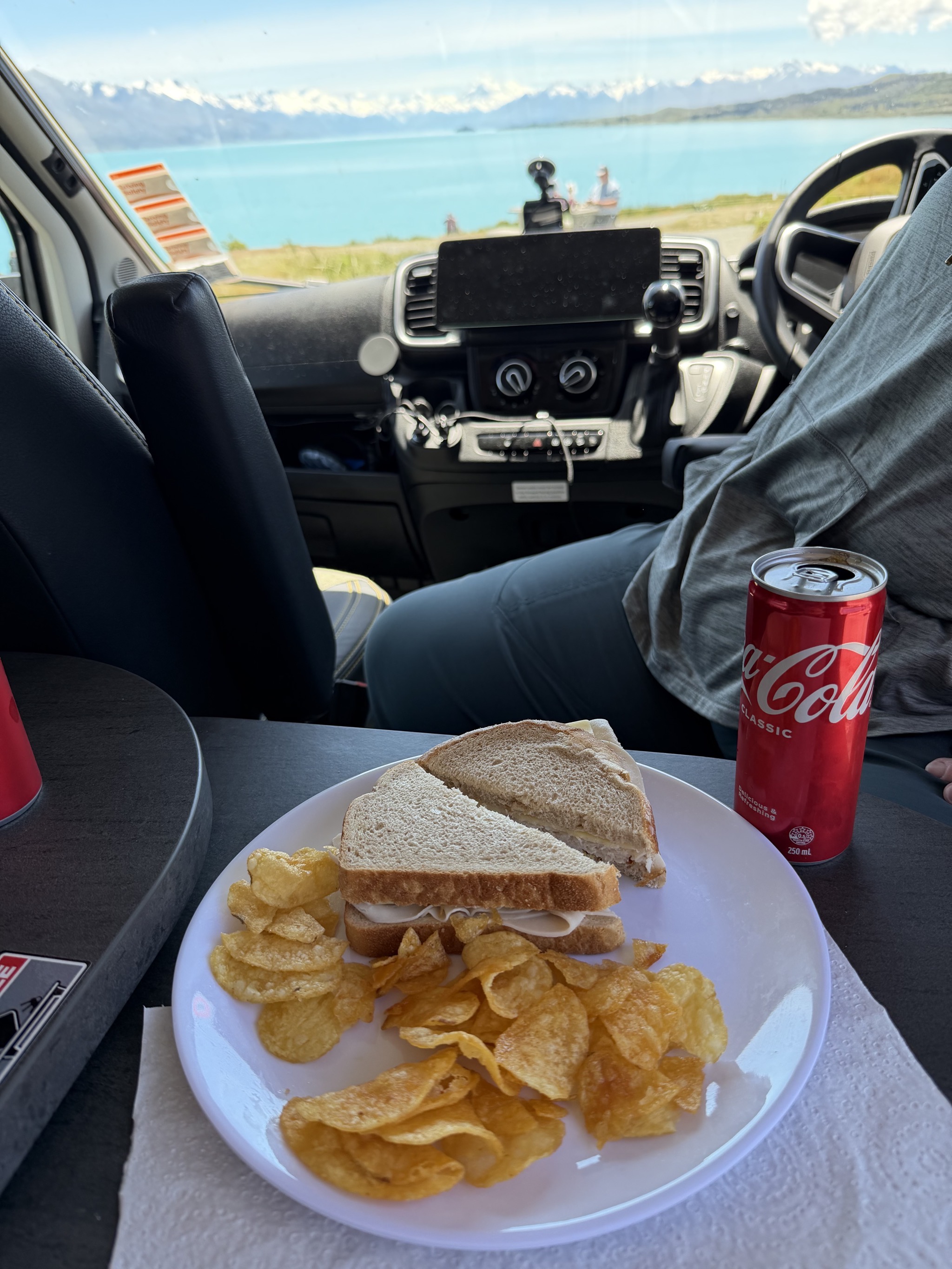 Scenic lunch in the van