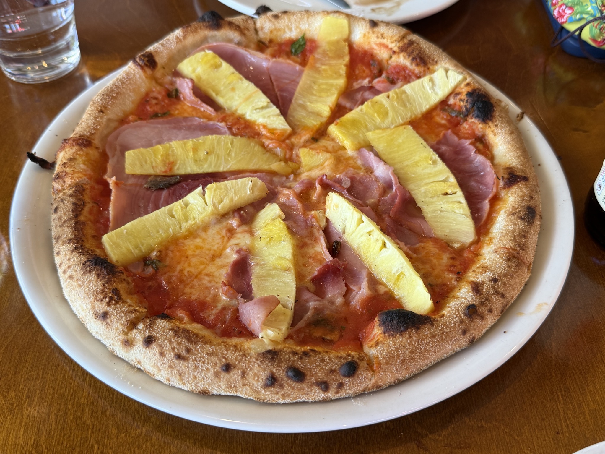 An interesting take on a Hawaiian pizza