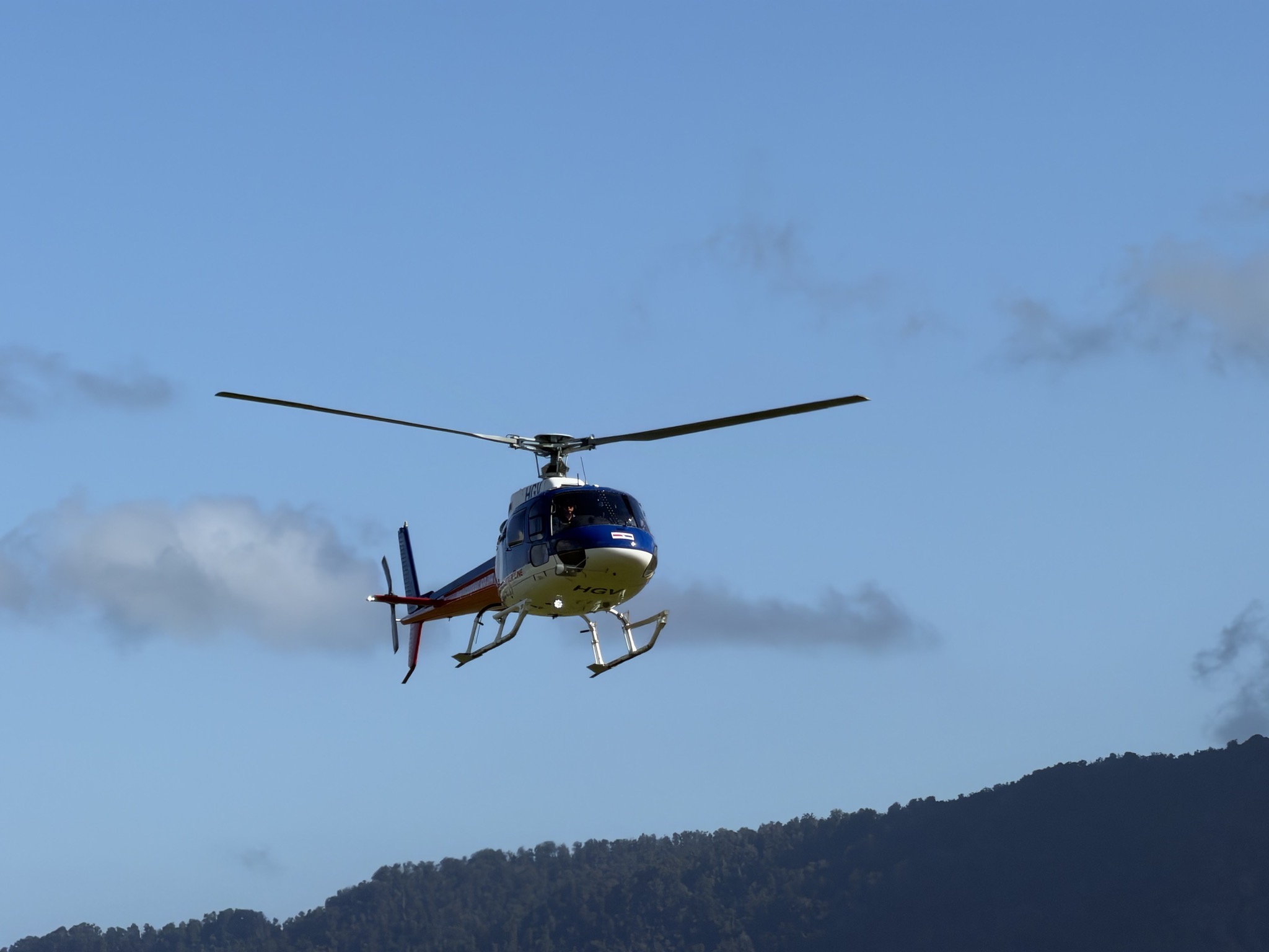 Our helicopter coming in for a landing