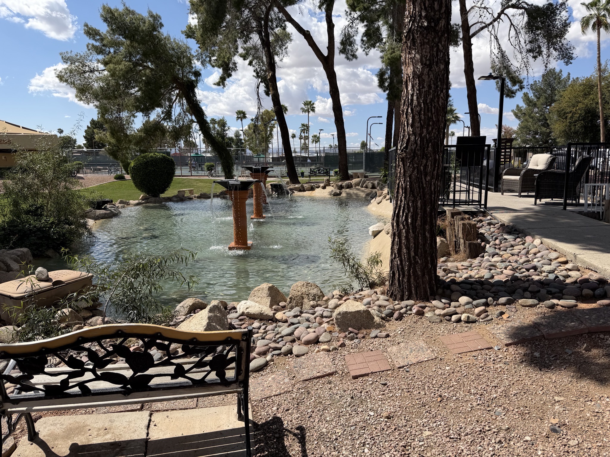 Pond and fountains