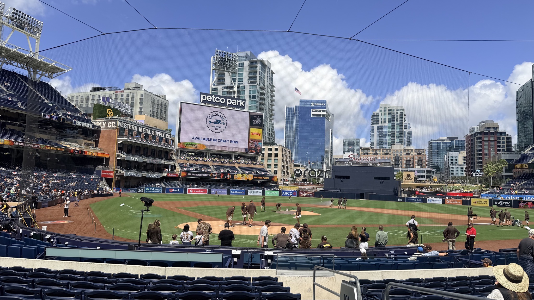 View from our seats; section 101, row 17, seats 19 & 20