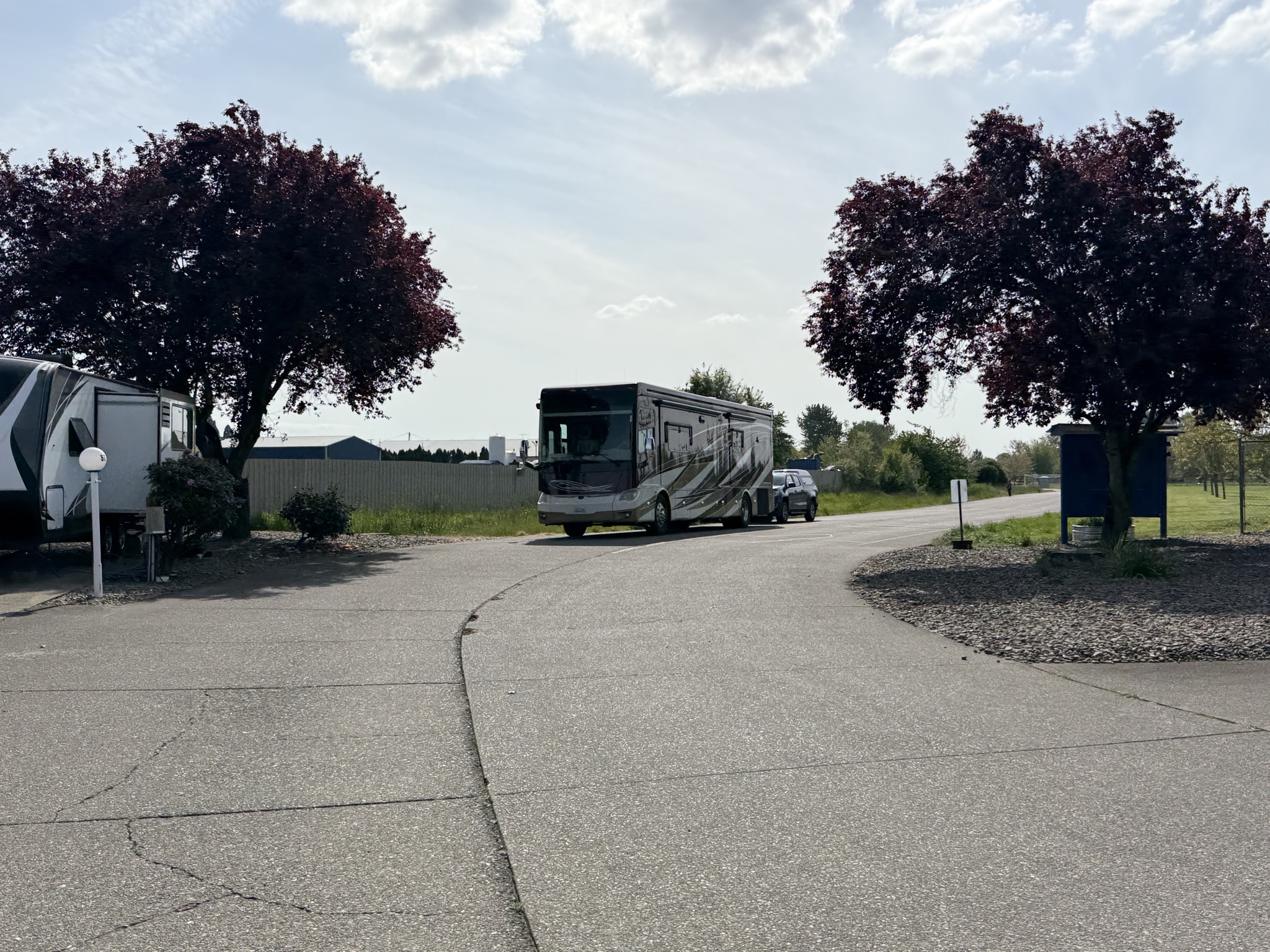 Parked at the entrance as directed