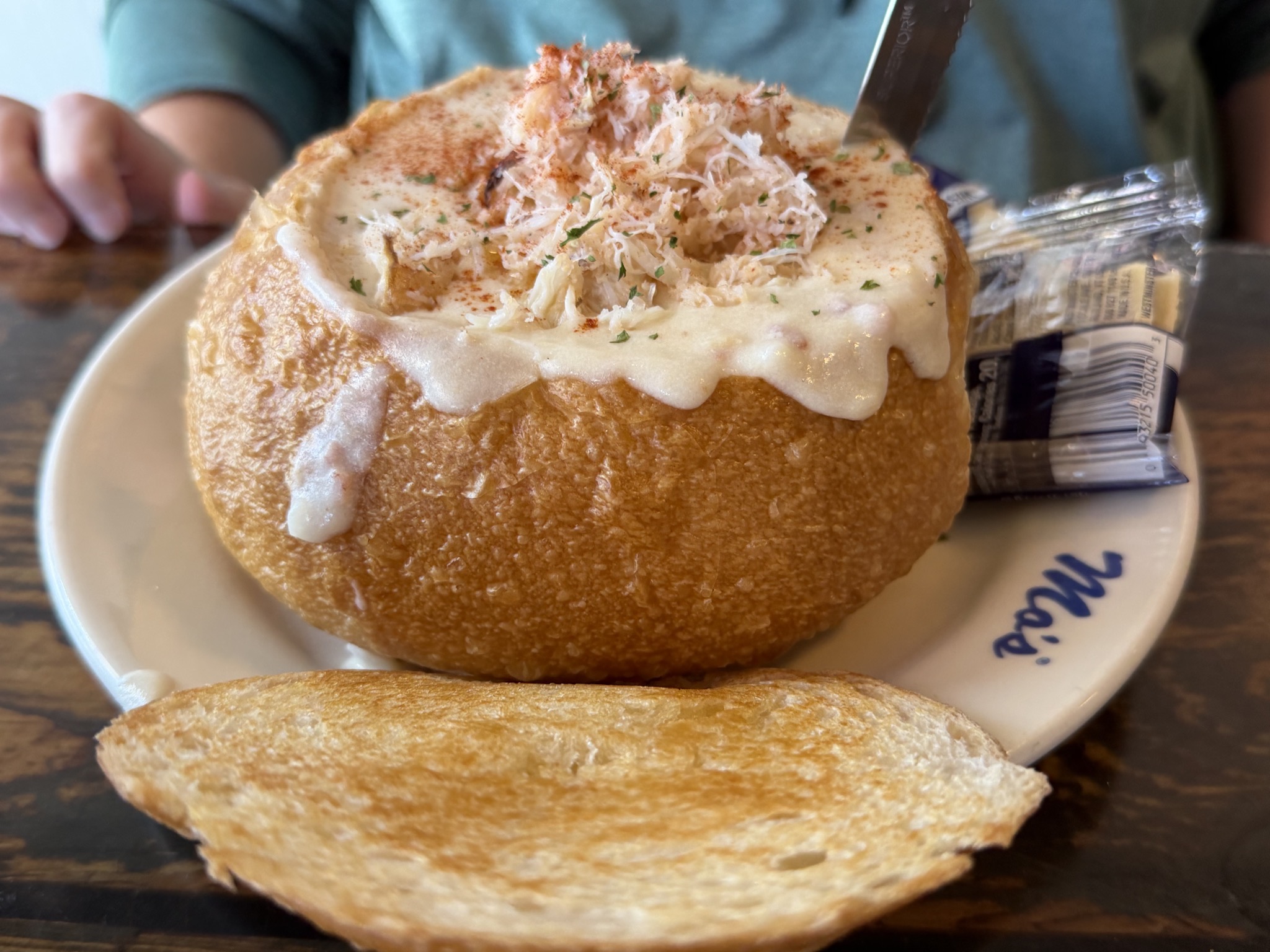 Crab Slumgullion sourdogh bread bowl