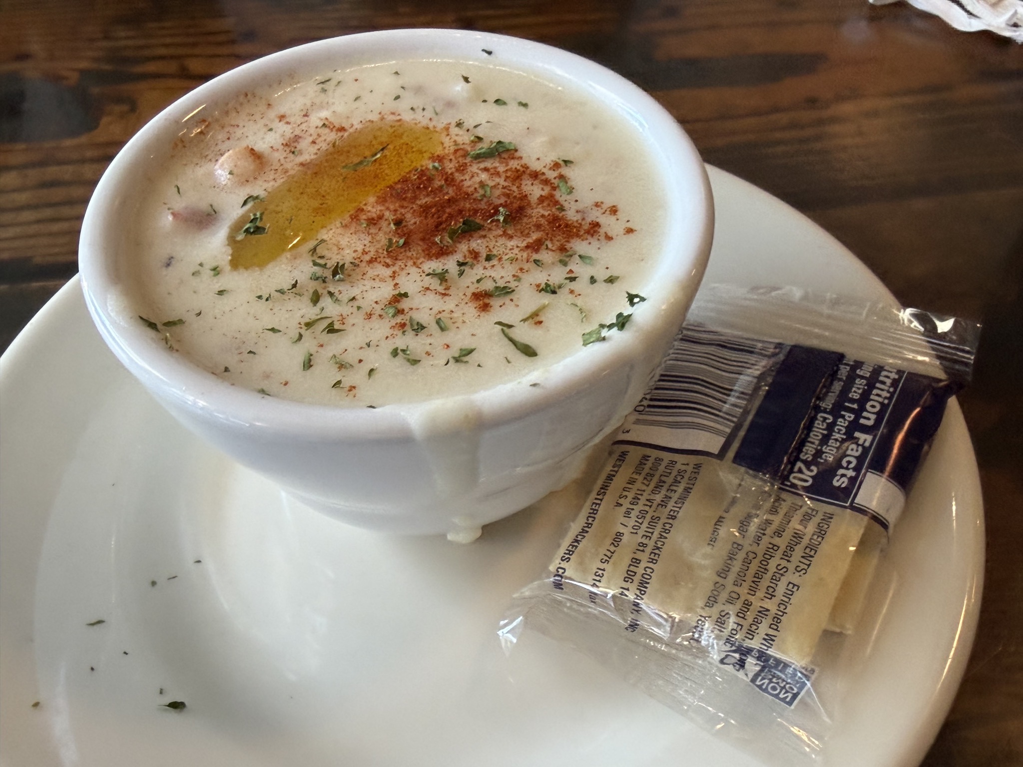 Cup of clam chowder