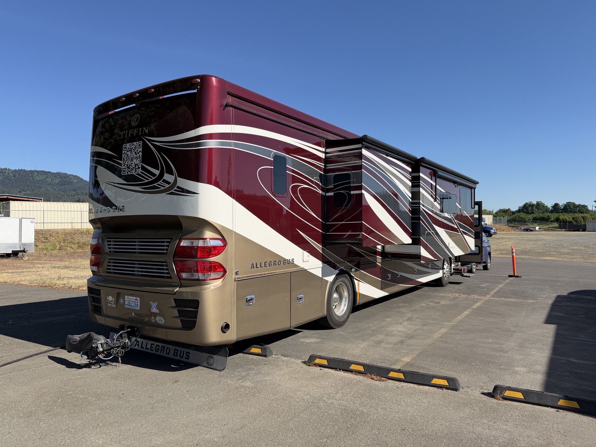 Our coach parked at Cummins