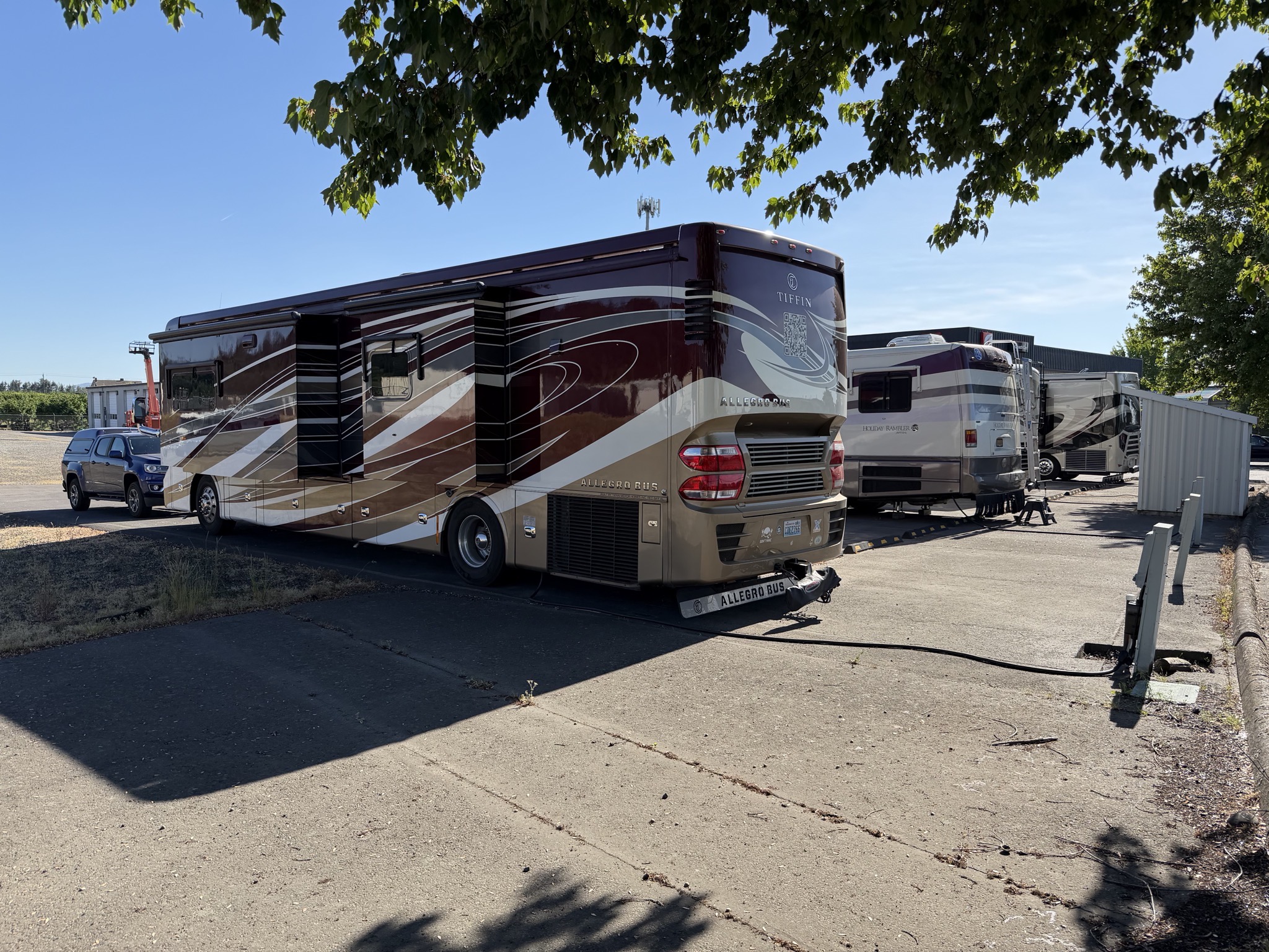 Our coach parked at Cummins