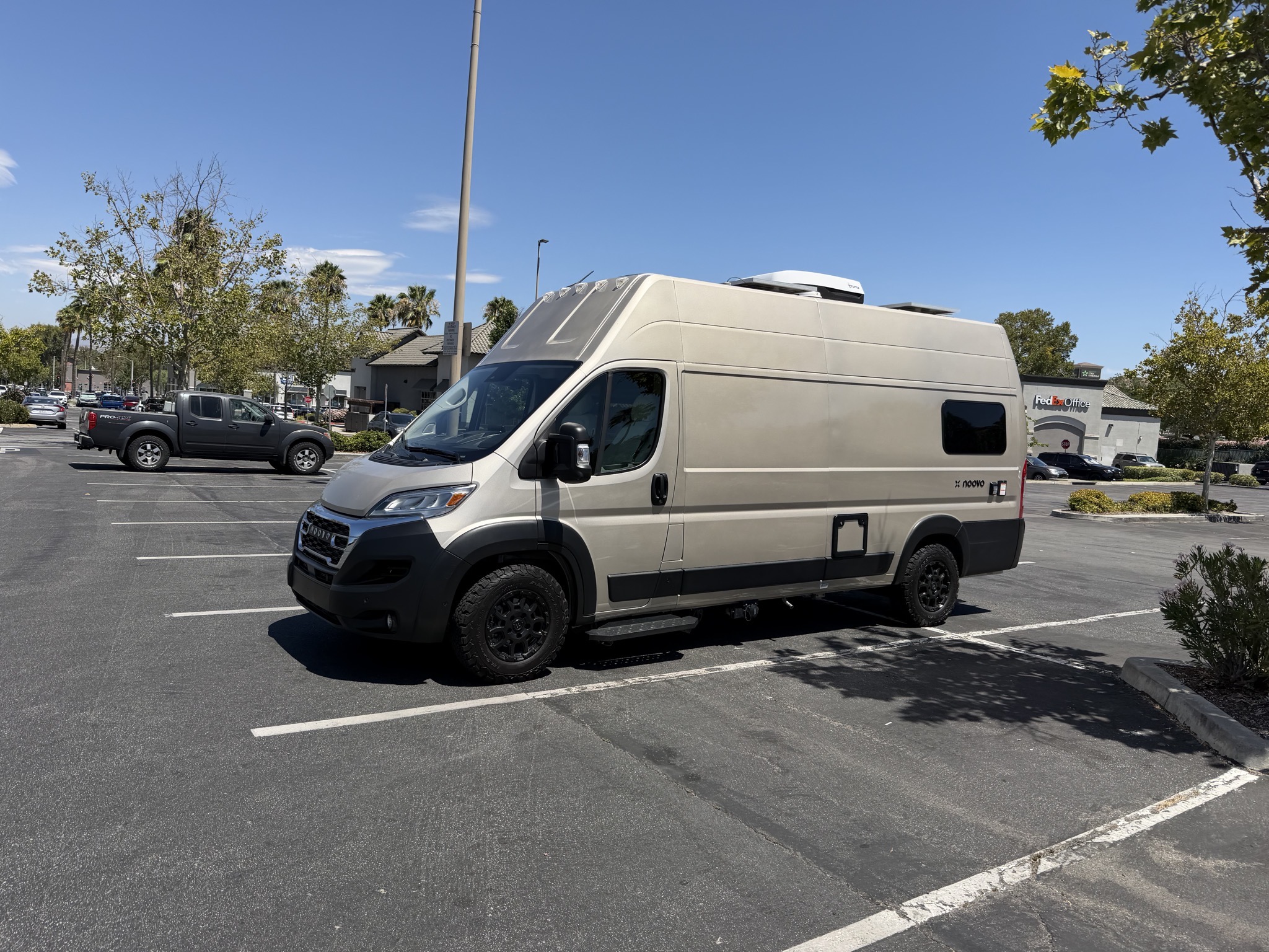 Van parked at grocery store
