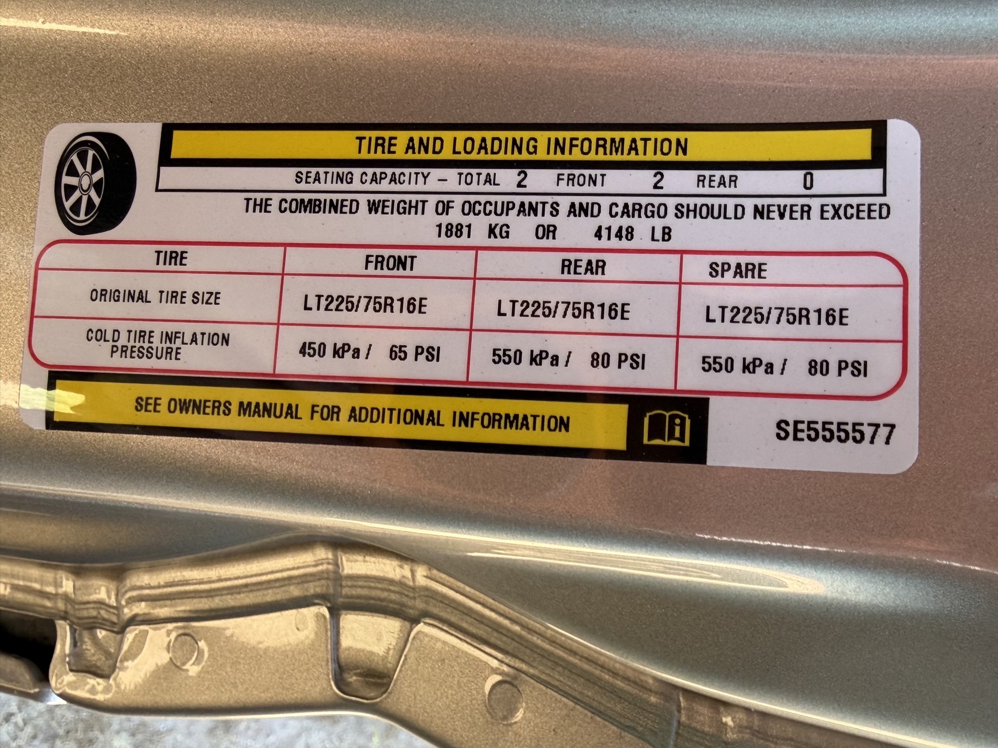 Tire and loading information