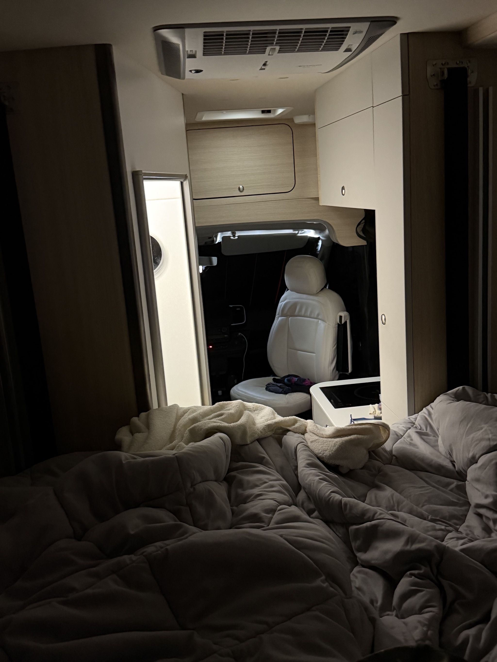 Looking from the bed back towards the front