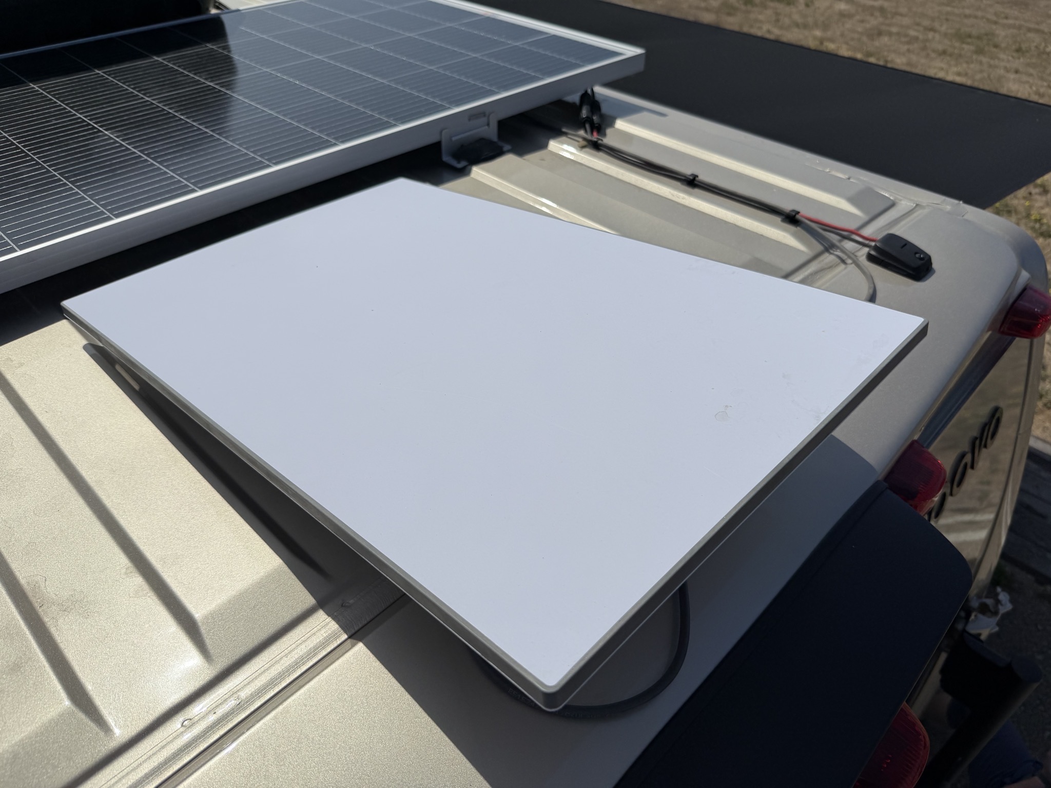 Solar panel and Starlink dish