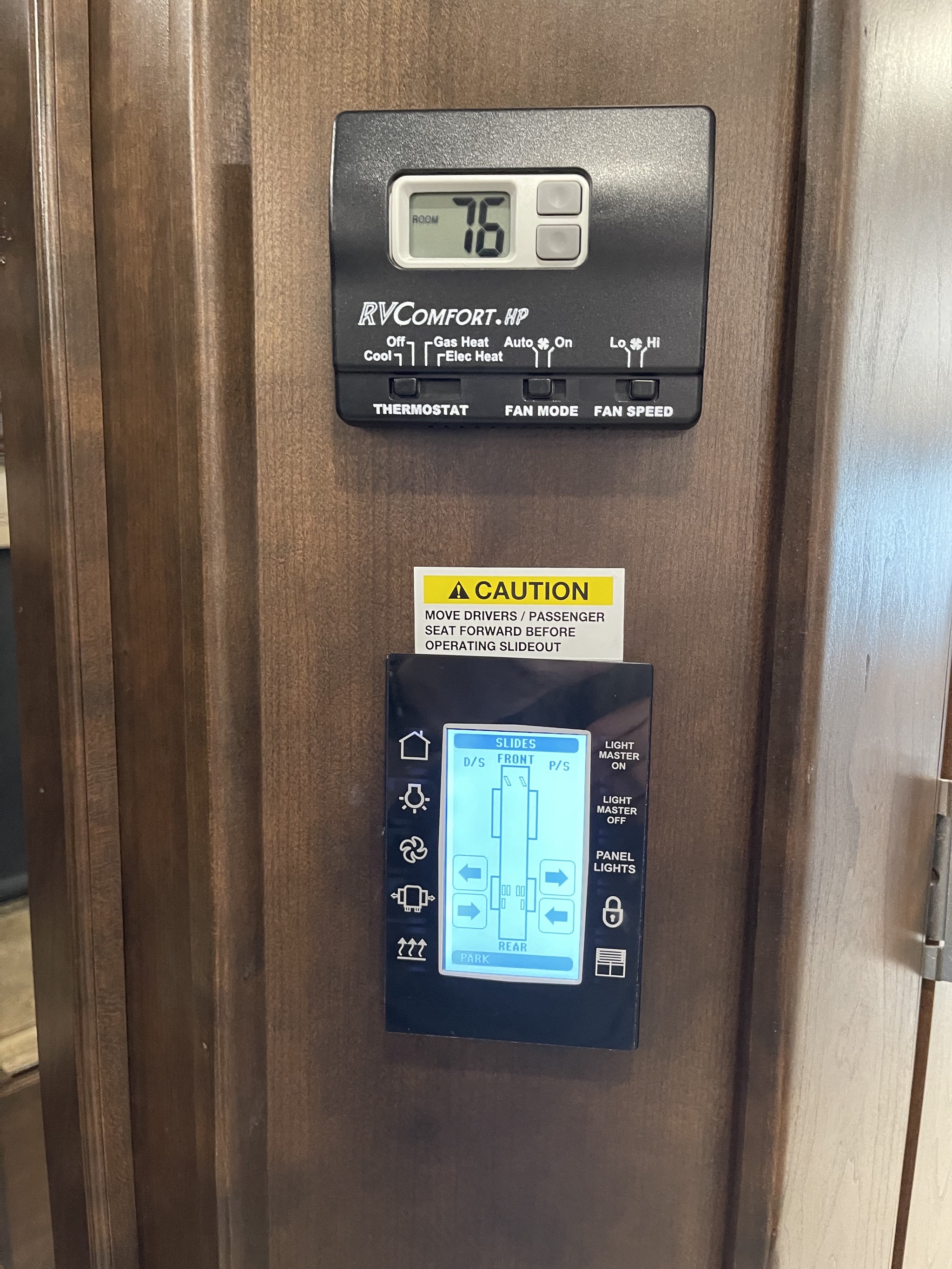 Bedroom thermostat and control panel