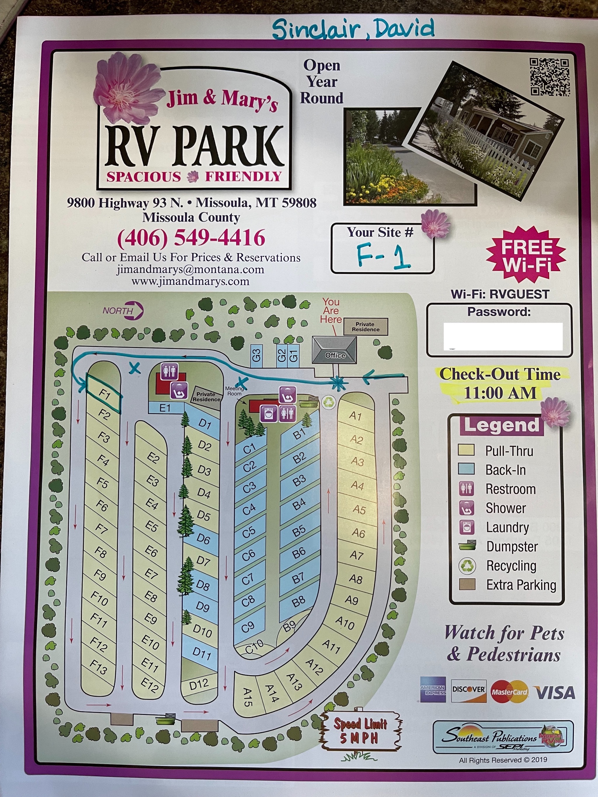 Jim & Mary's RV Park map