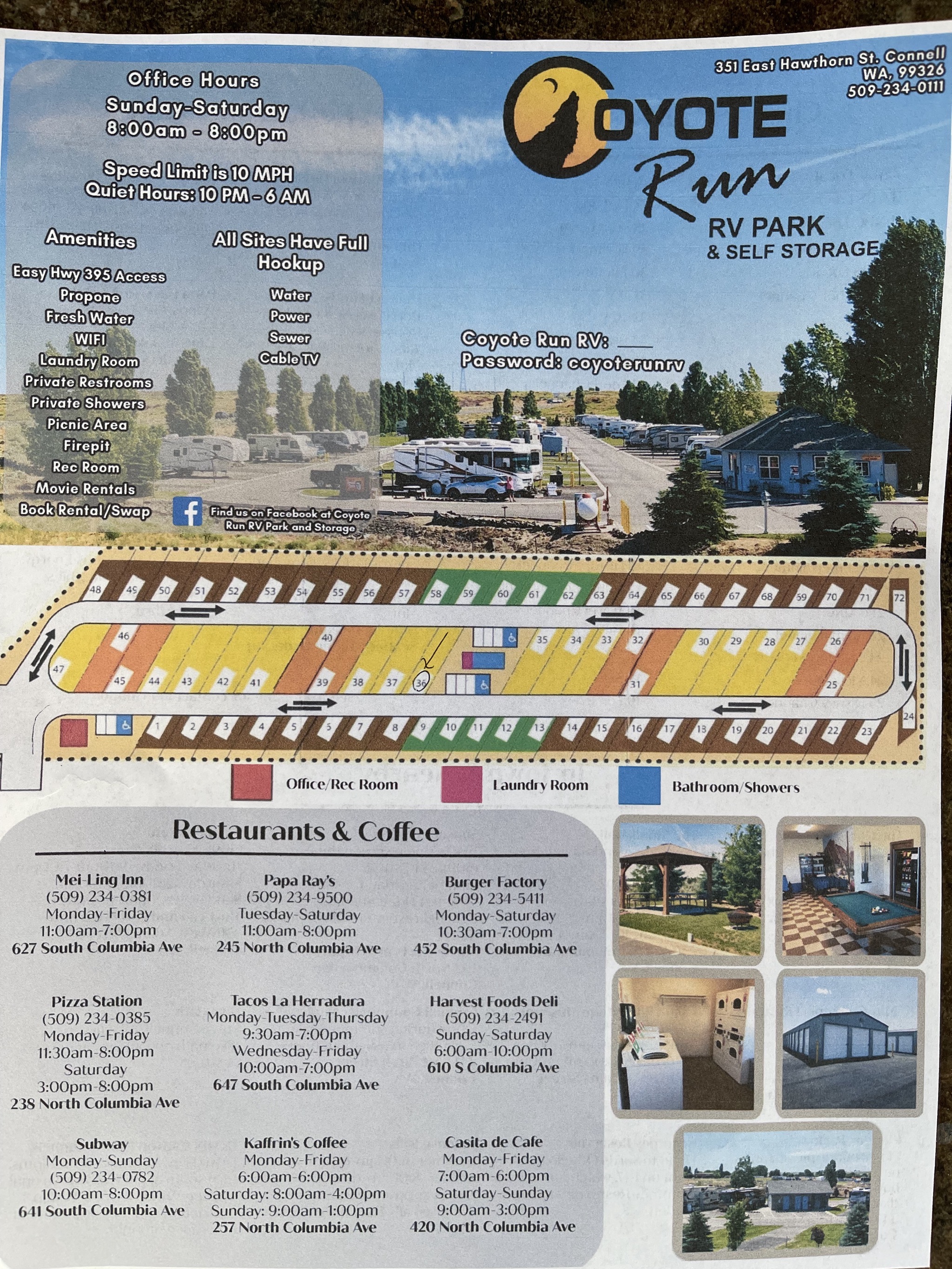 Coyote Run RV Park map