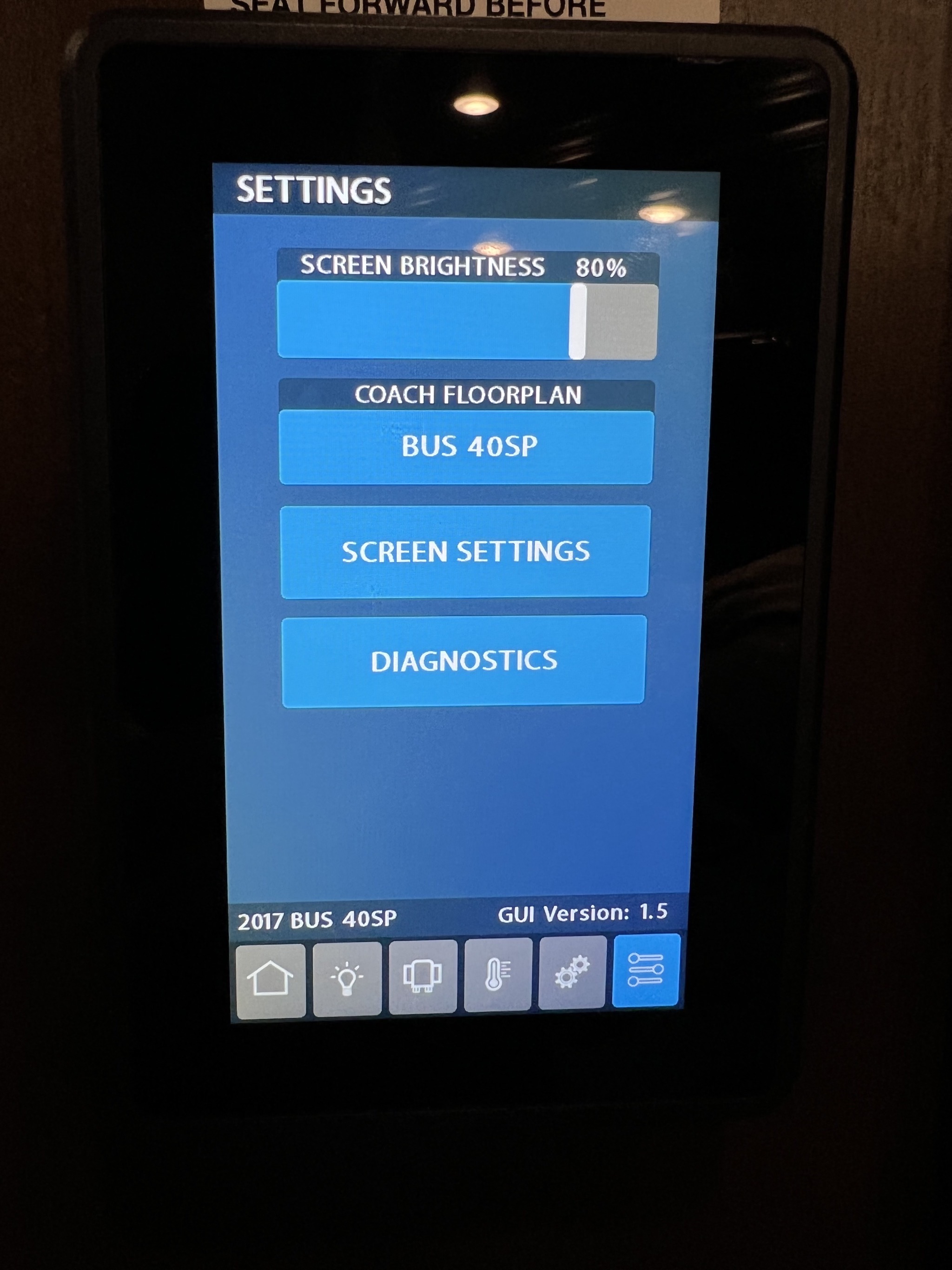 Settings screen