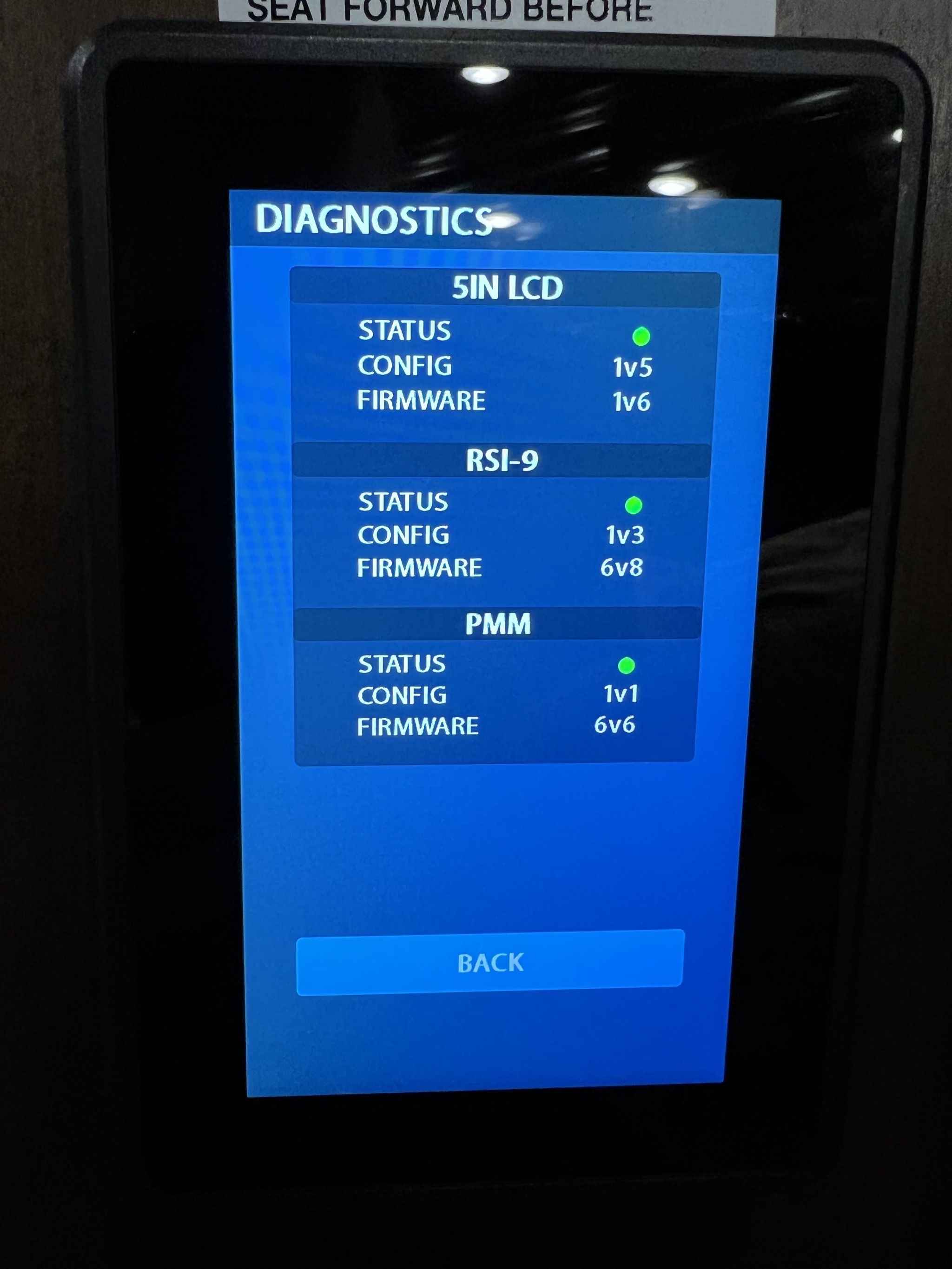 Diagnostics screen