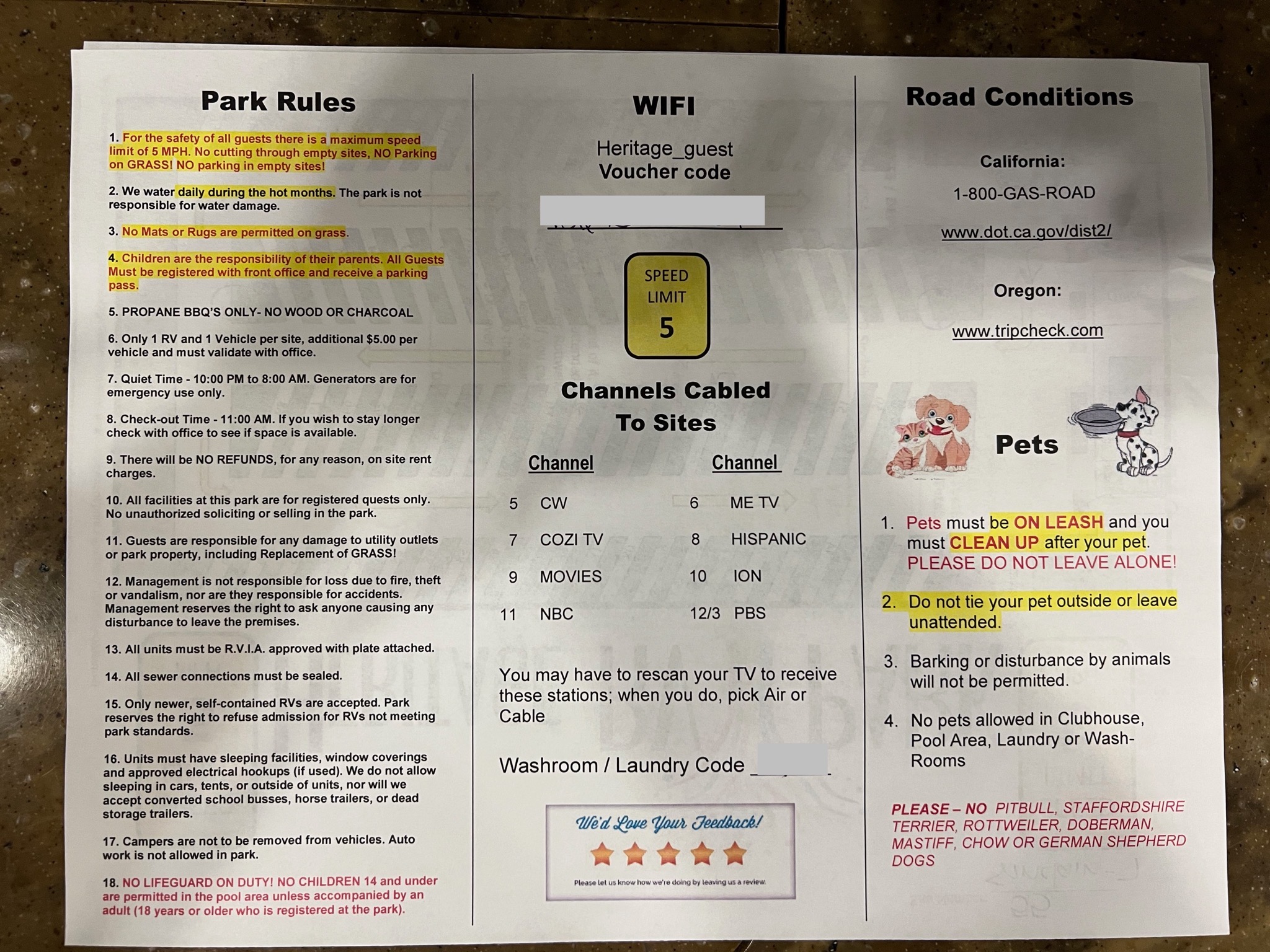 Heritage RV Park info