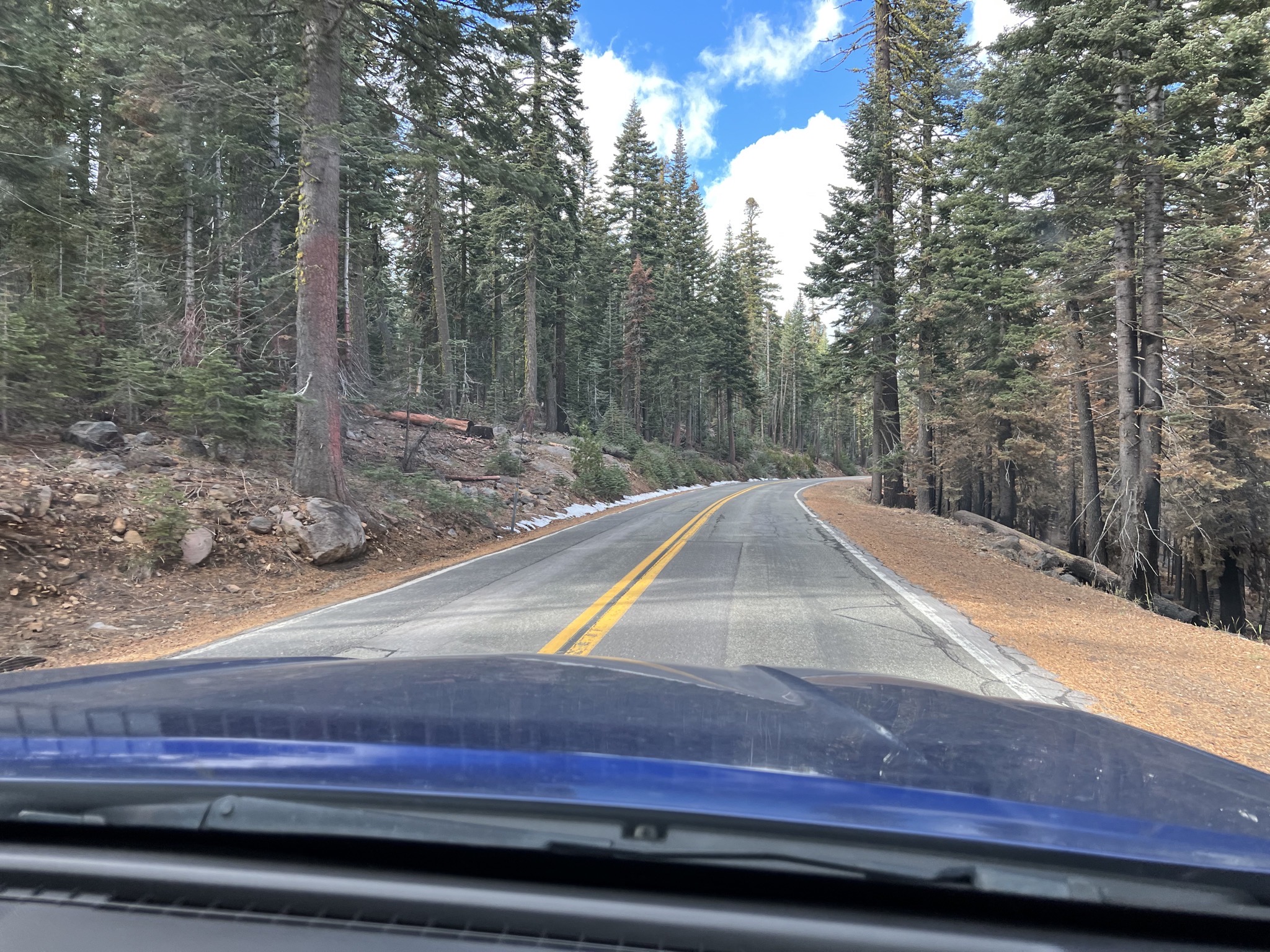 A little snow on the side of the road