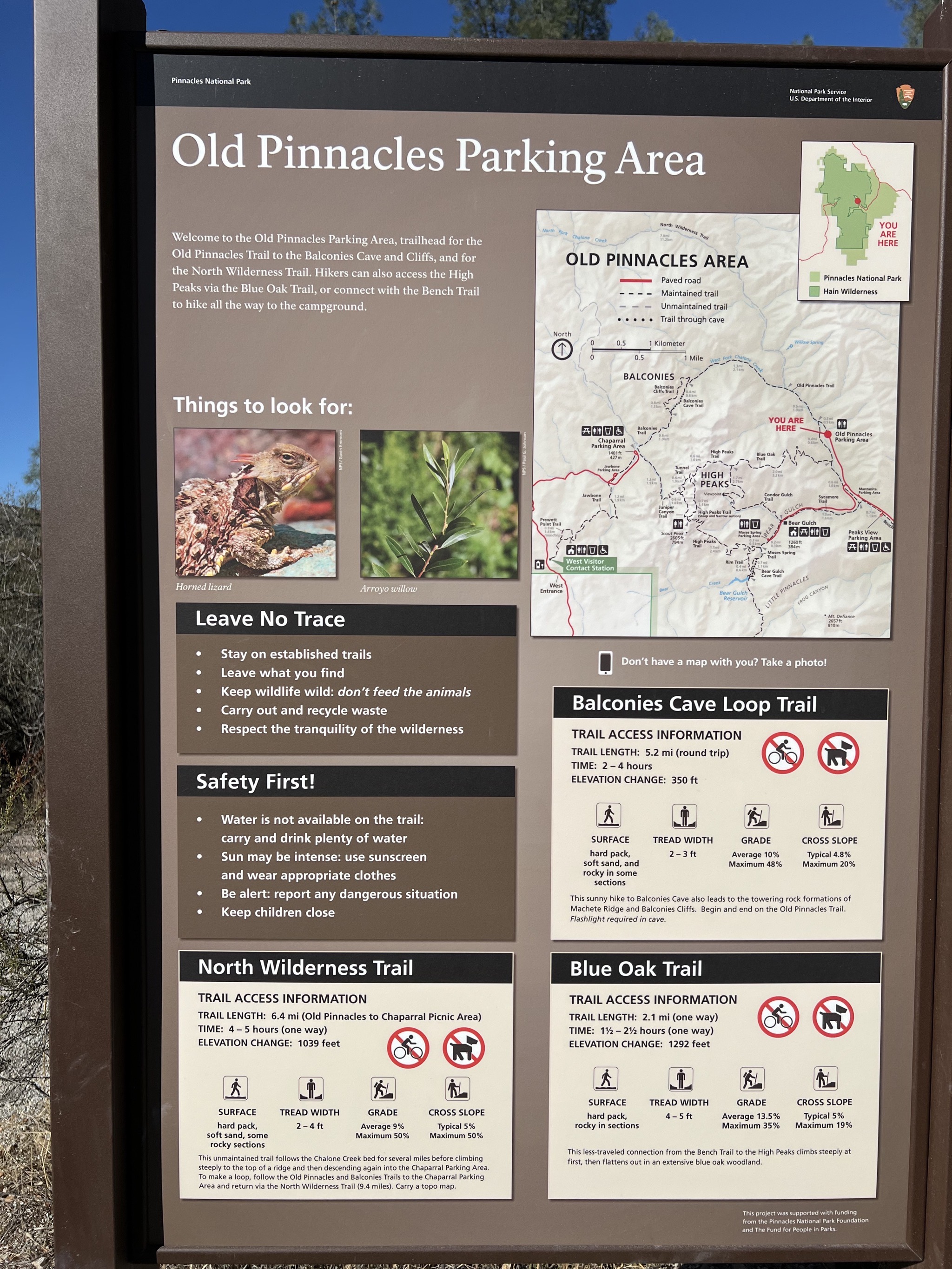 Old Pinnacles sign