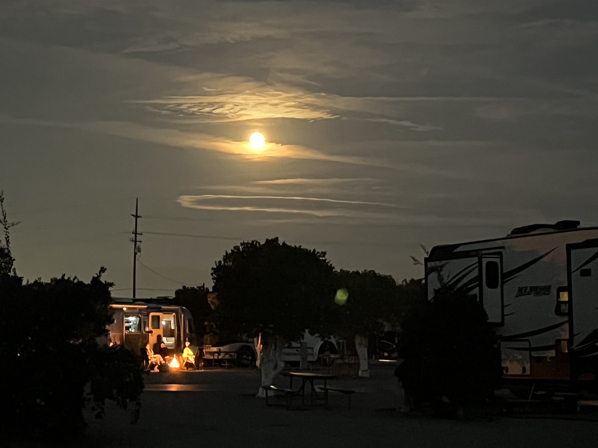 Moon and campfire