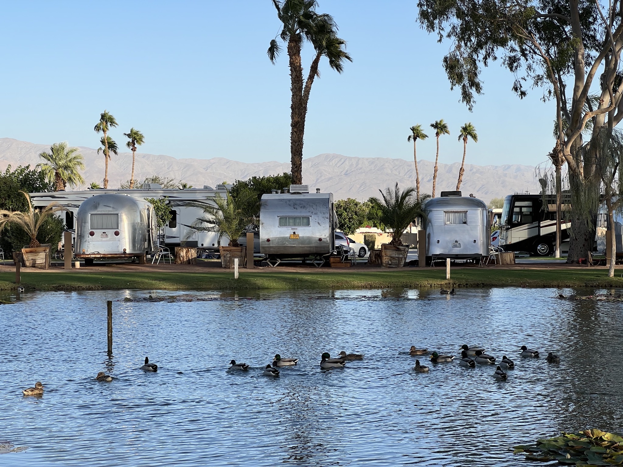 Pond and Airstream trailers