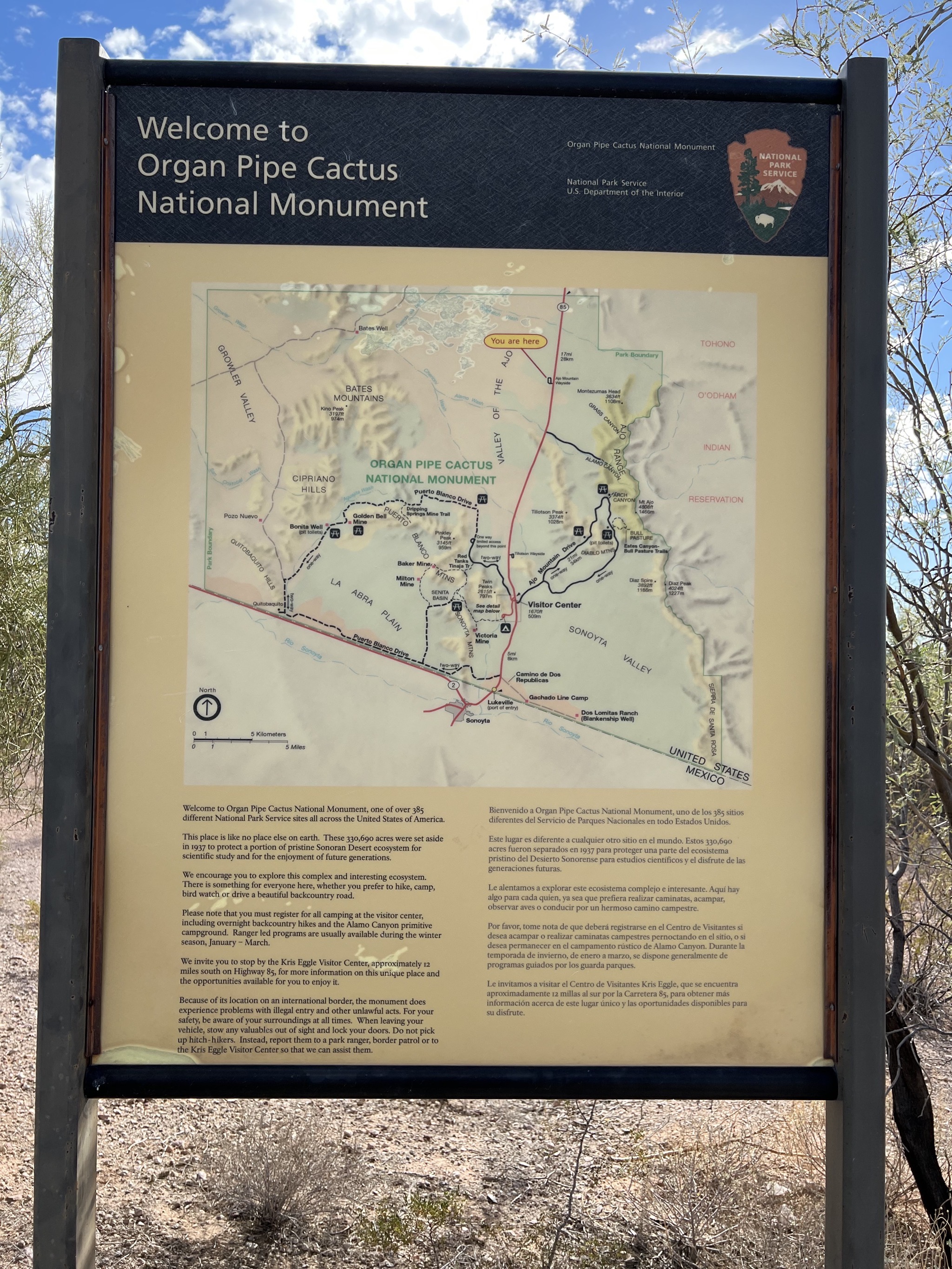 Organ Pipe Cactus National Monument sign
