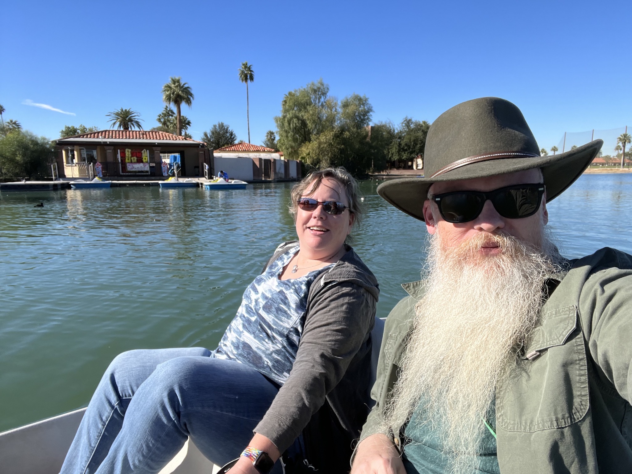 Jenn and David in pedal boat