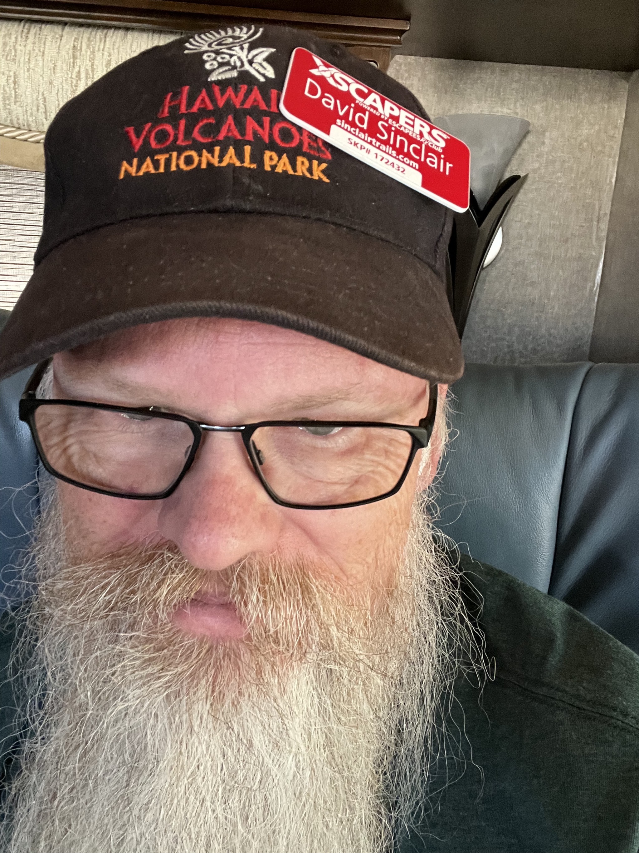 David with badge on hat