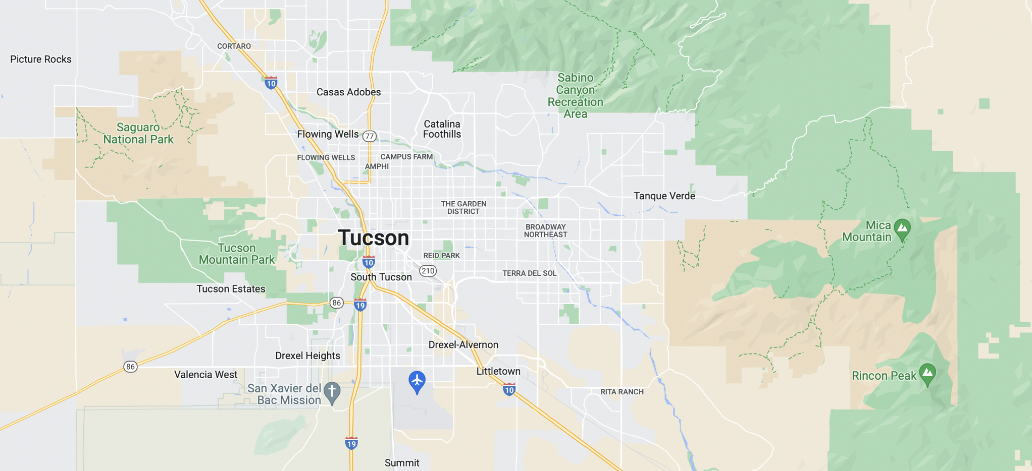 Saguaro and Tucson map