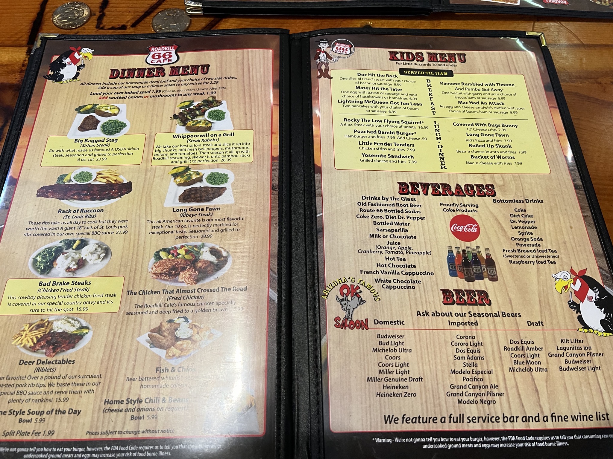 Roadkill Cafe menu